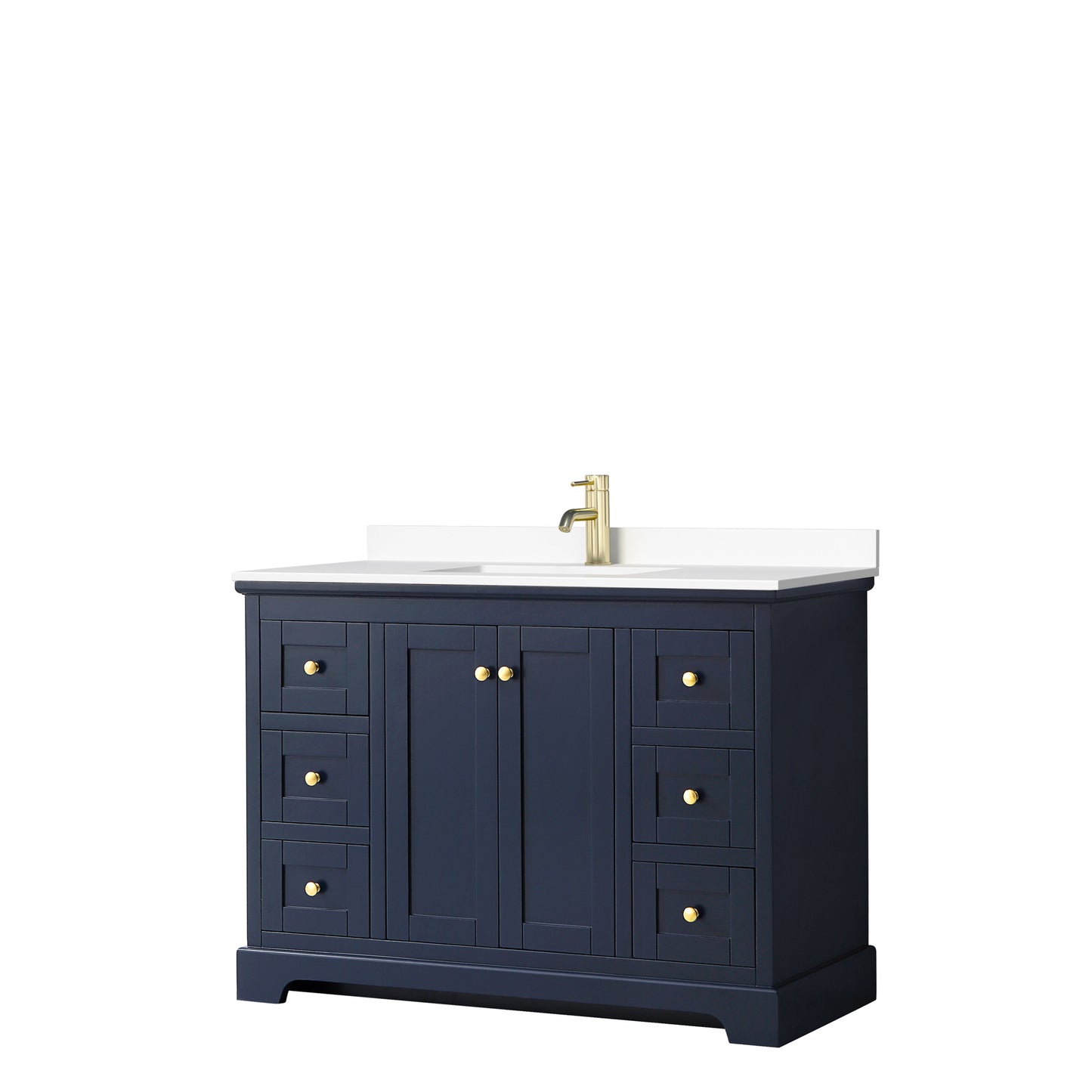 Avery 48" Single Vanity in Dark Blue, White Cultured Marble Top, Sink