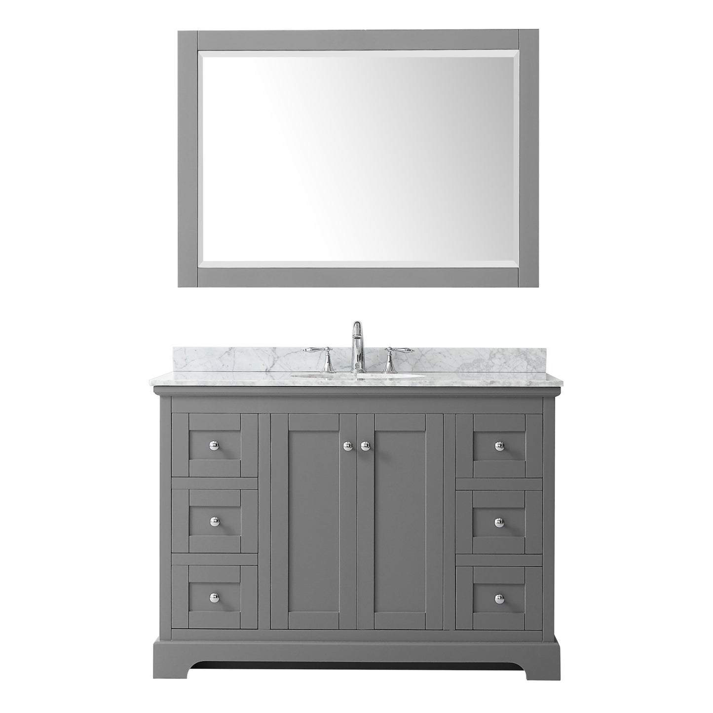 Avery 48" Single Vanity in Dark Gray, Top, Oval Sink, 46" Mirror