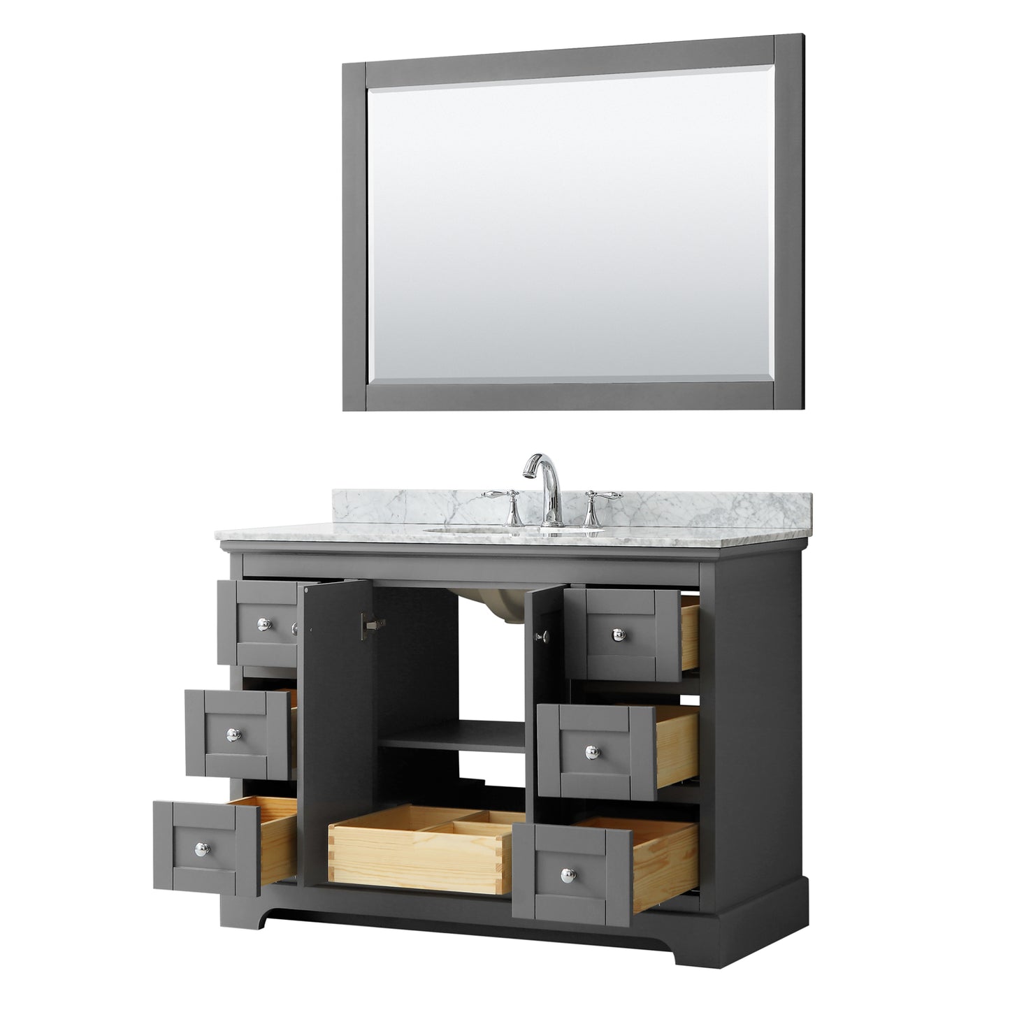 Avery 48" Single Vanity in Dark Gray, Top, Oval Sink, 46" Mirror