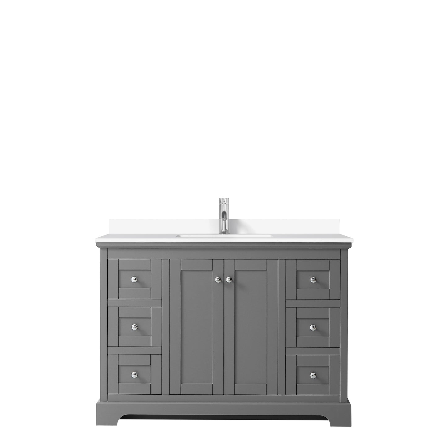 Avery 48" Single Vanity in Dark Gray, White Cultured Marble Top, Sink