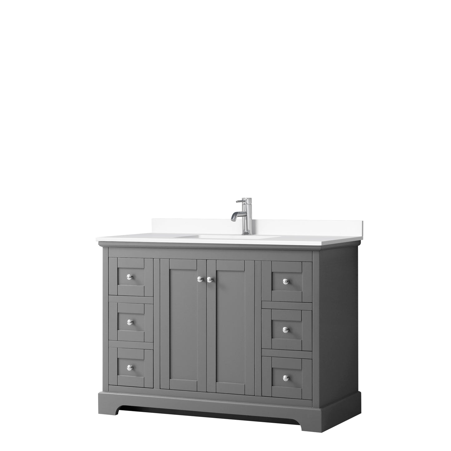 Avery 48" Single Vanity in Dark Gray, White Cultured Marble Top, Sink
