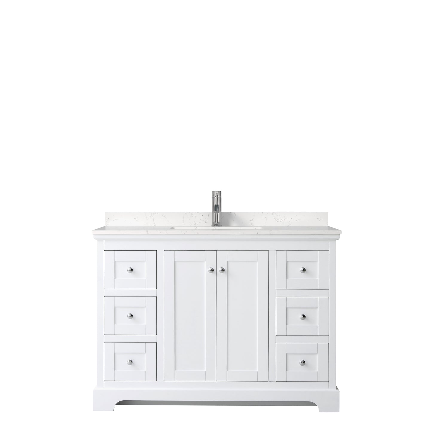 Avery 48" Single Vanity in White, Carrara Cultured Marble Top, Sink