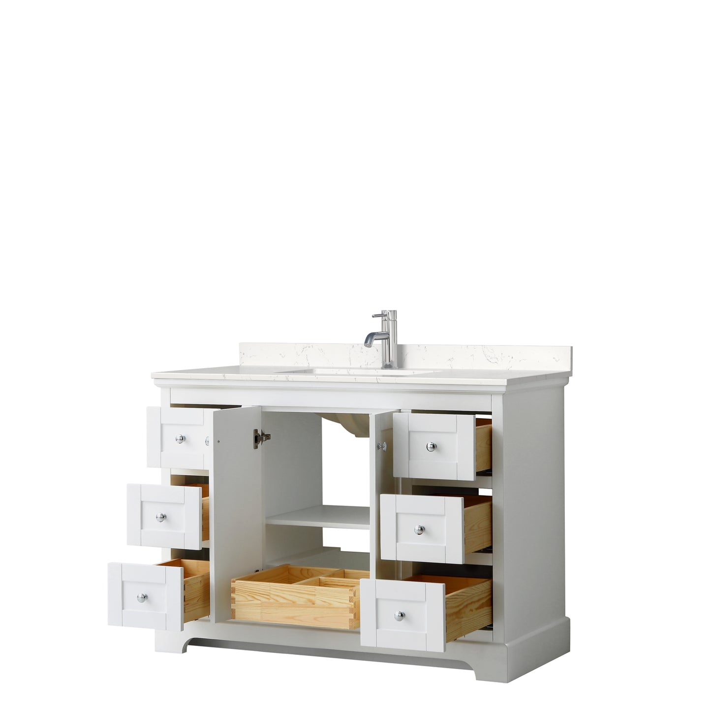 Avery 48" Single Vanity in White, Carrara Cultured Marble Top, Sink