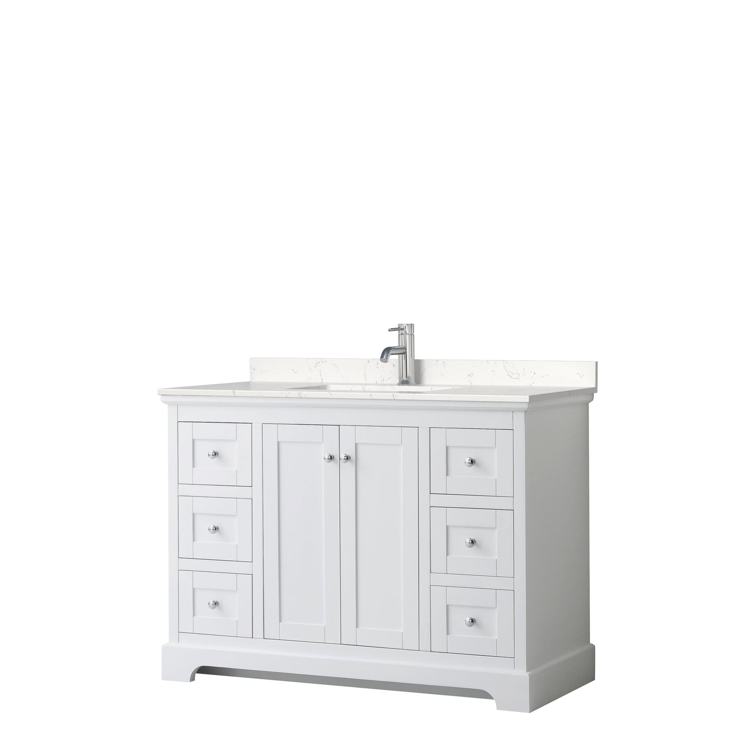 Avery 48" Single Vanity in White, Carrara Cultured Marble Top, Sink