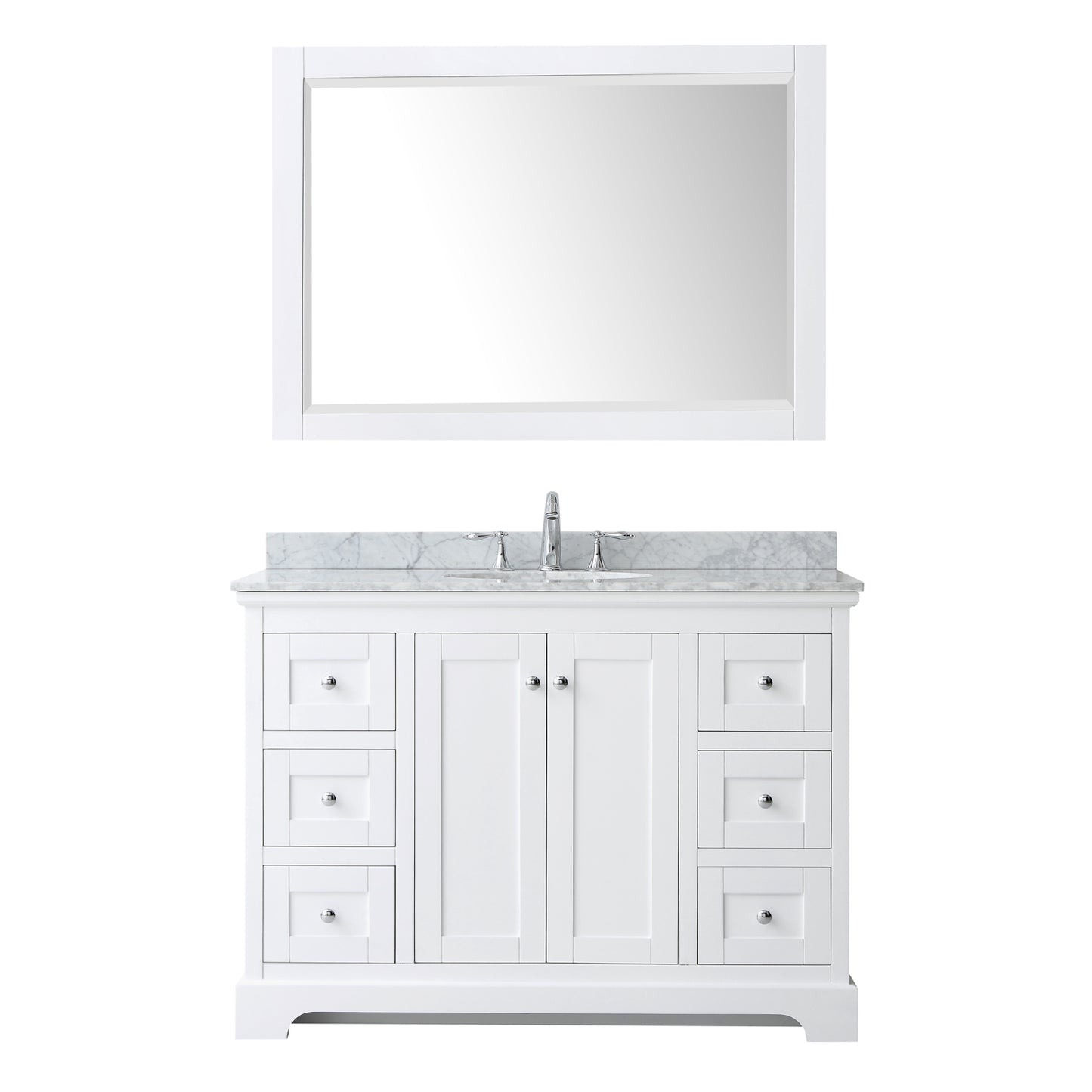 Avery 48" Single Vanity in White, Top, Oval Sink, 46" Mirror