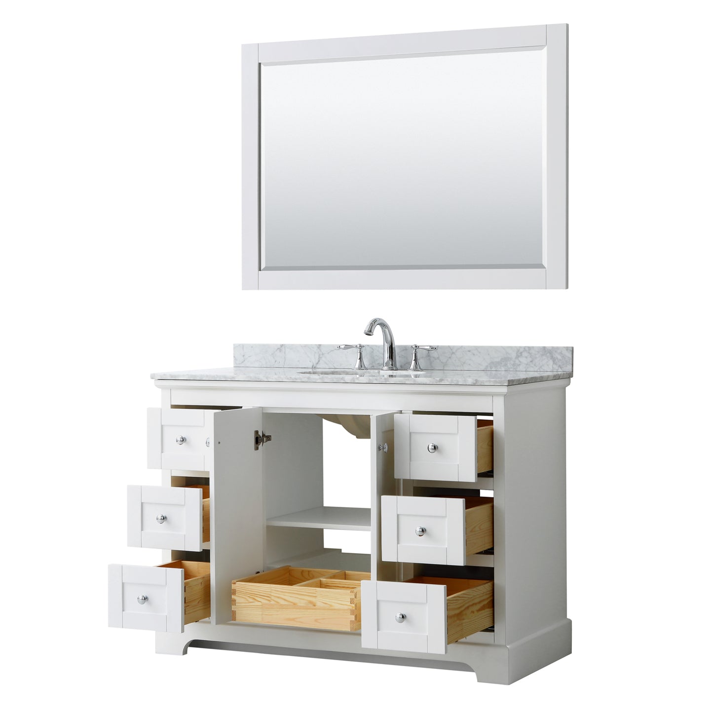 Avery 48" Single Vanity in White, Top, Oval Sink, 46" Mirror