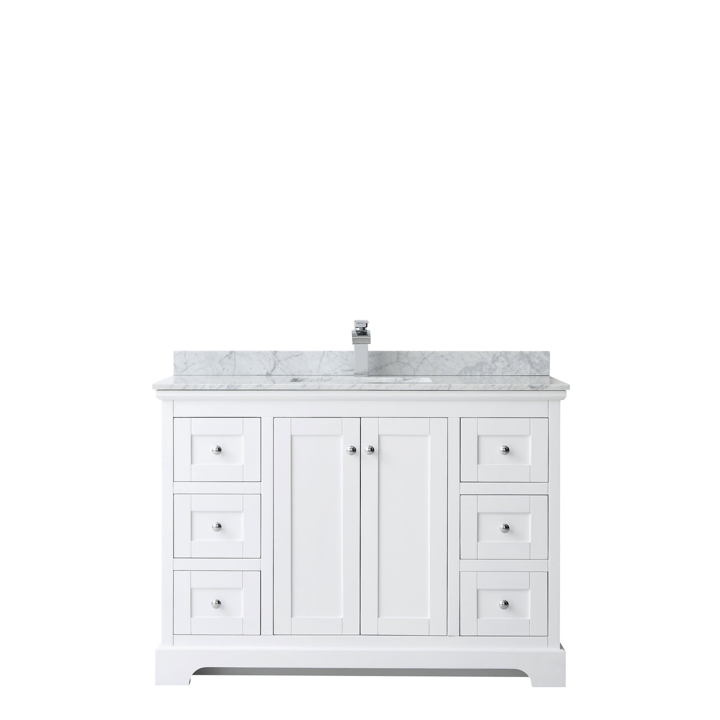 Avery 48" Single Vanity in White, Top, Square Sink, No Mirror