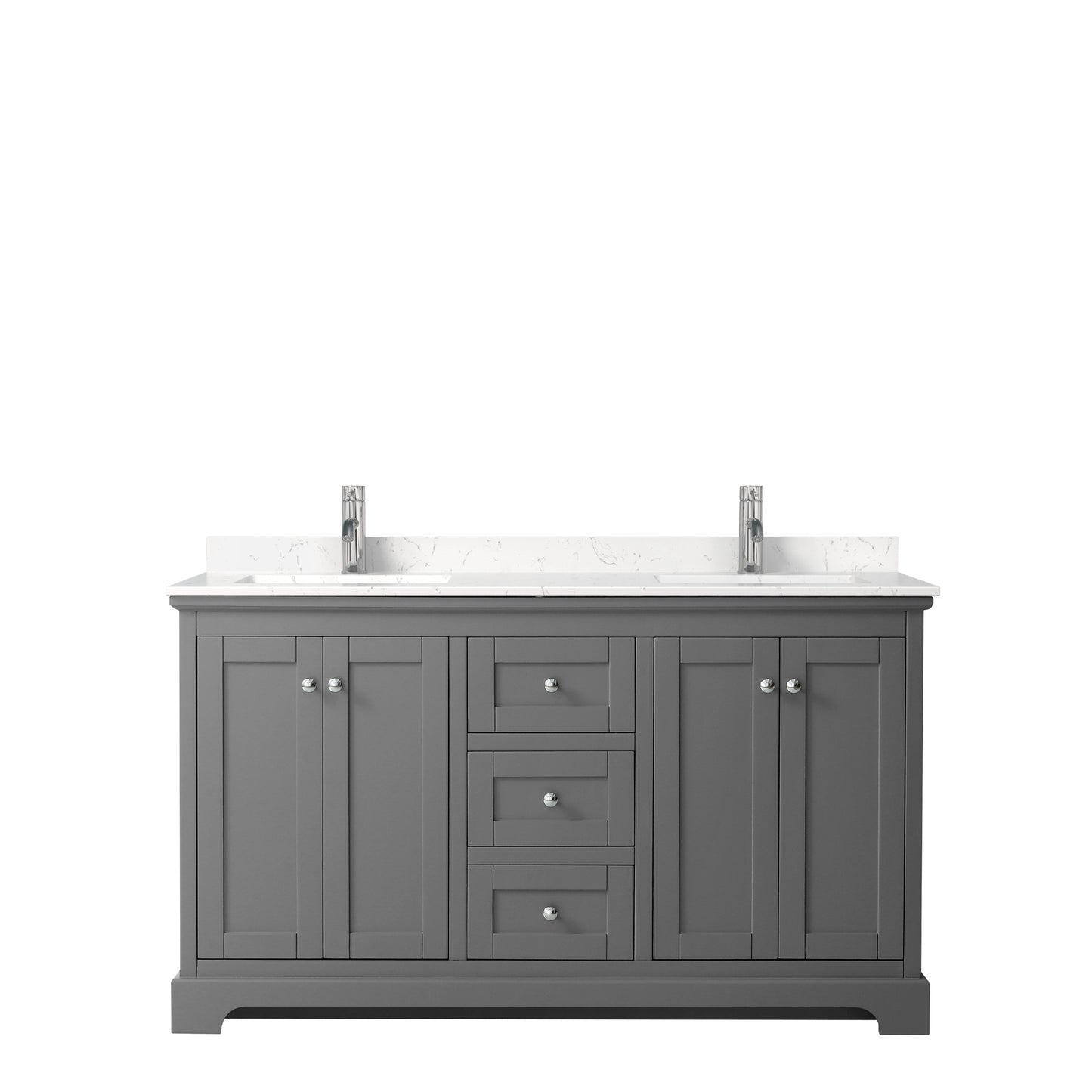 Avery 60" Double Vanity in Dark Gray, Carrara Cultured Marble Top, Sinks