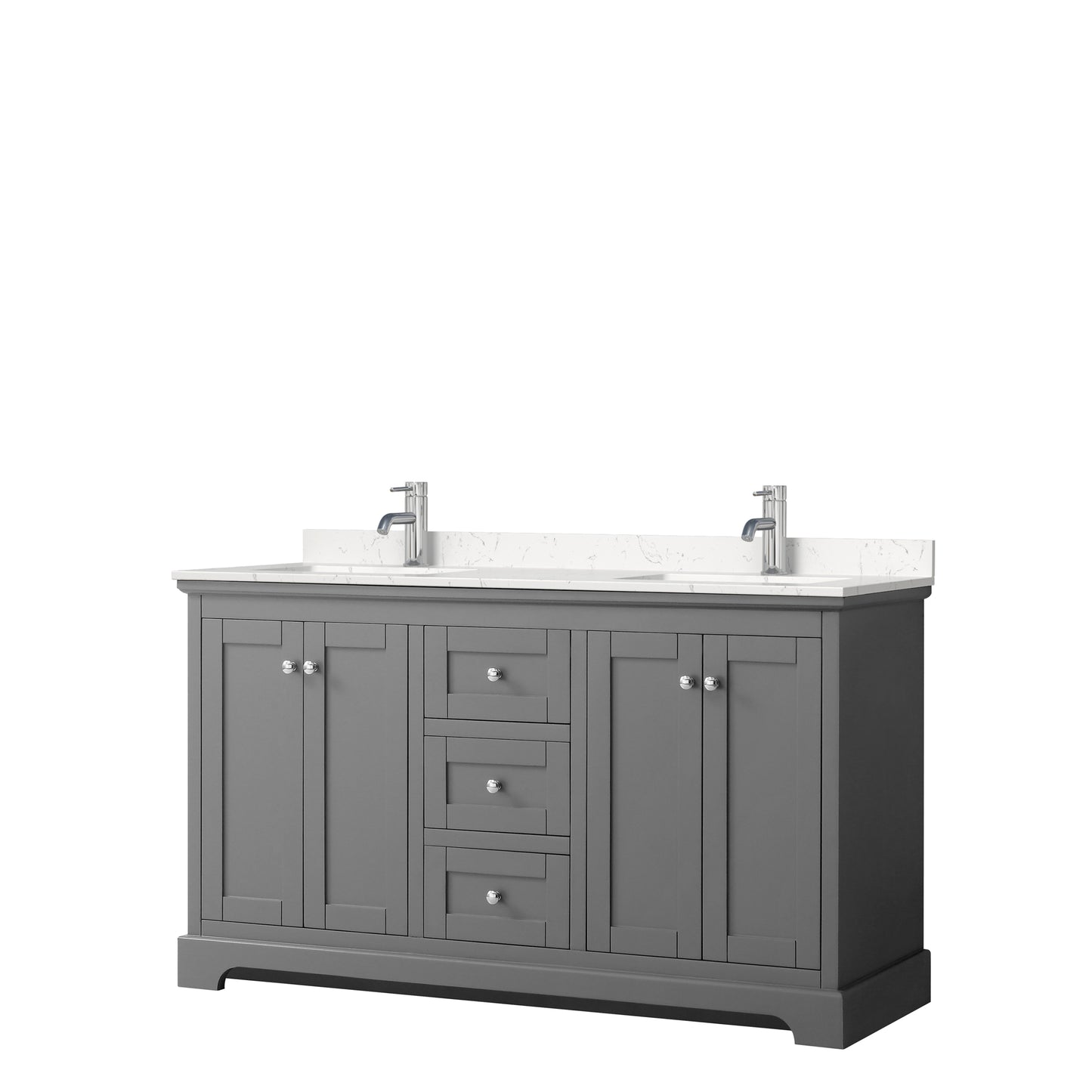 Avery 60" Double Vanity in Dark Gray, Carrara Cultured Marble Top, Sinks