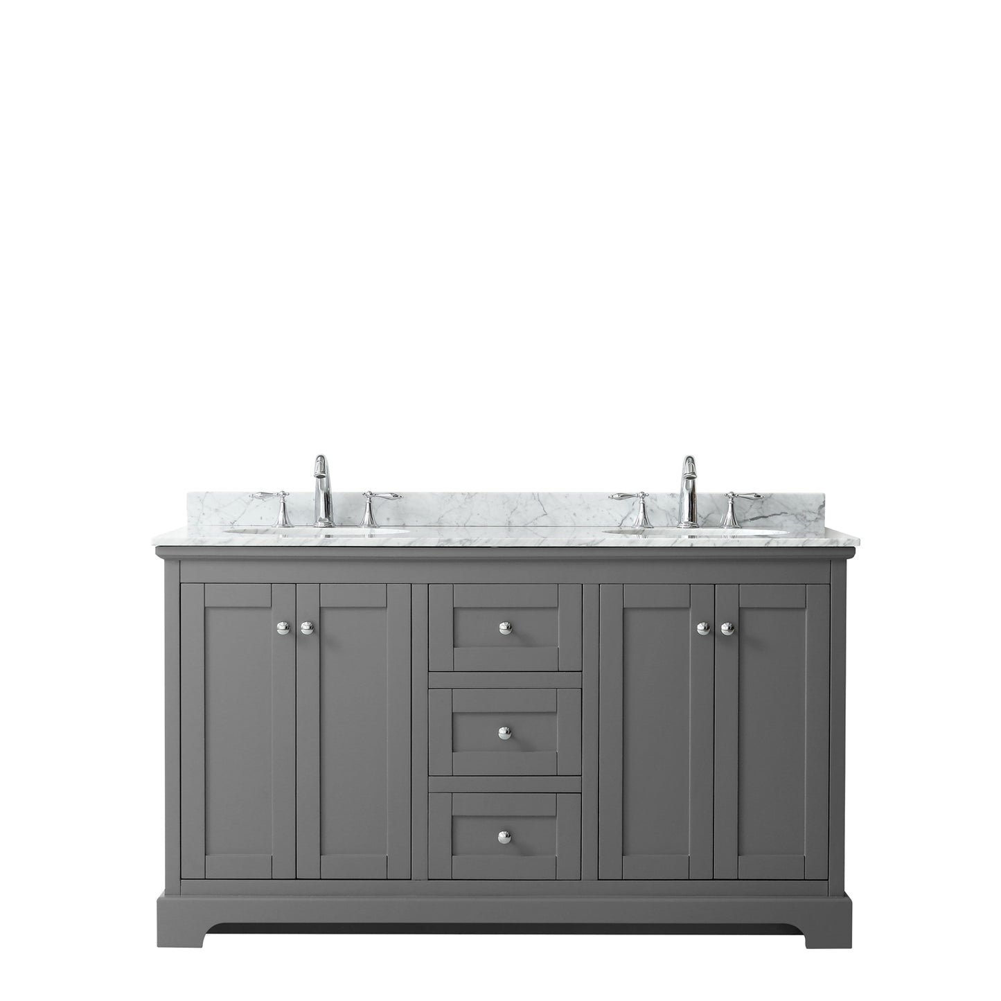 Avery 60" Double Vanity in Dark Gray, Top, Oval Sinks, No Mirror