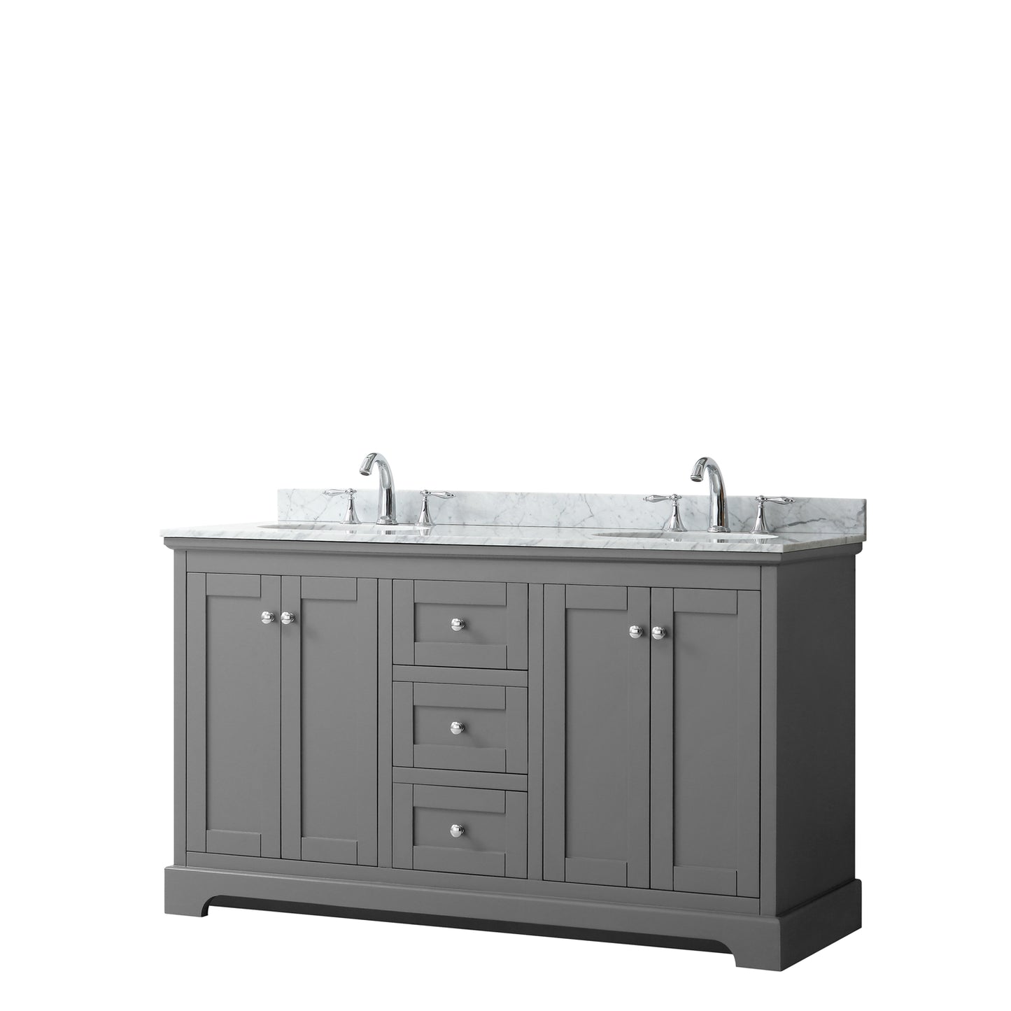 Avery 60" Double Vanity in Dark Gray, Top, Oval Sinks, No Mirror