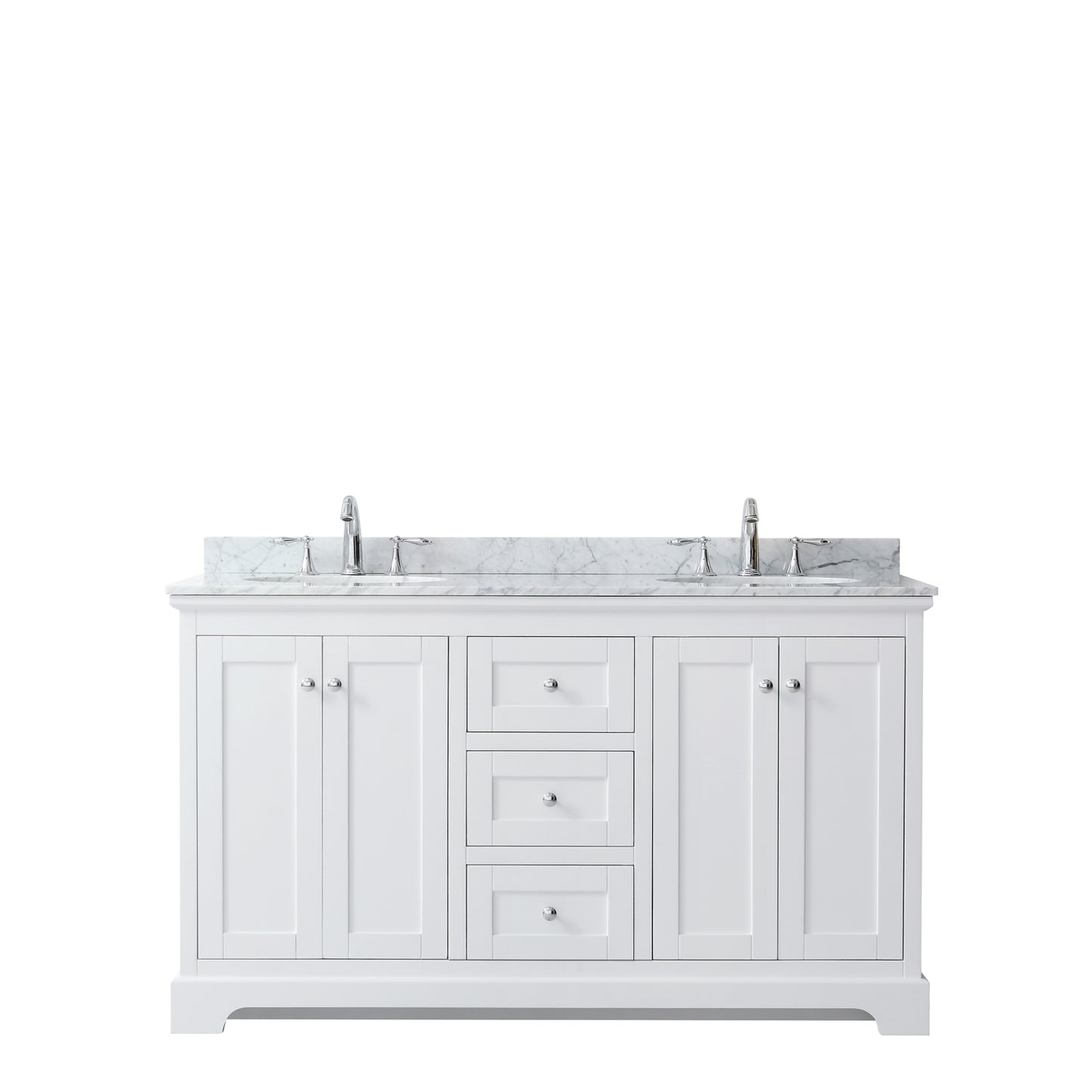 Avery 60" Double Vanity in White, Top, Oval Sinks, No Mirror
