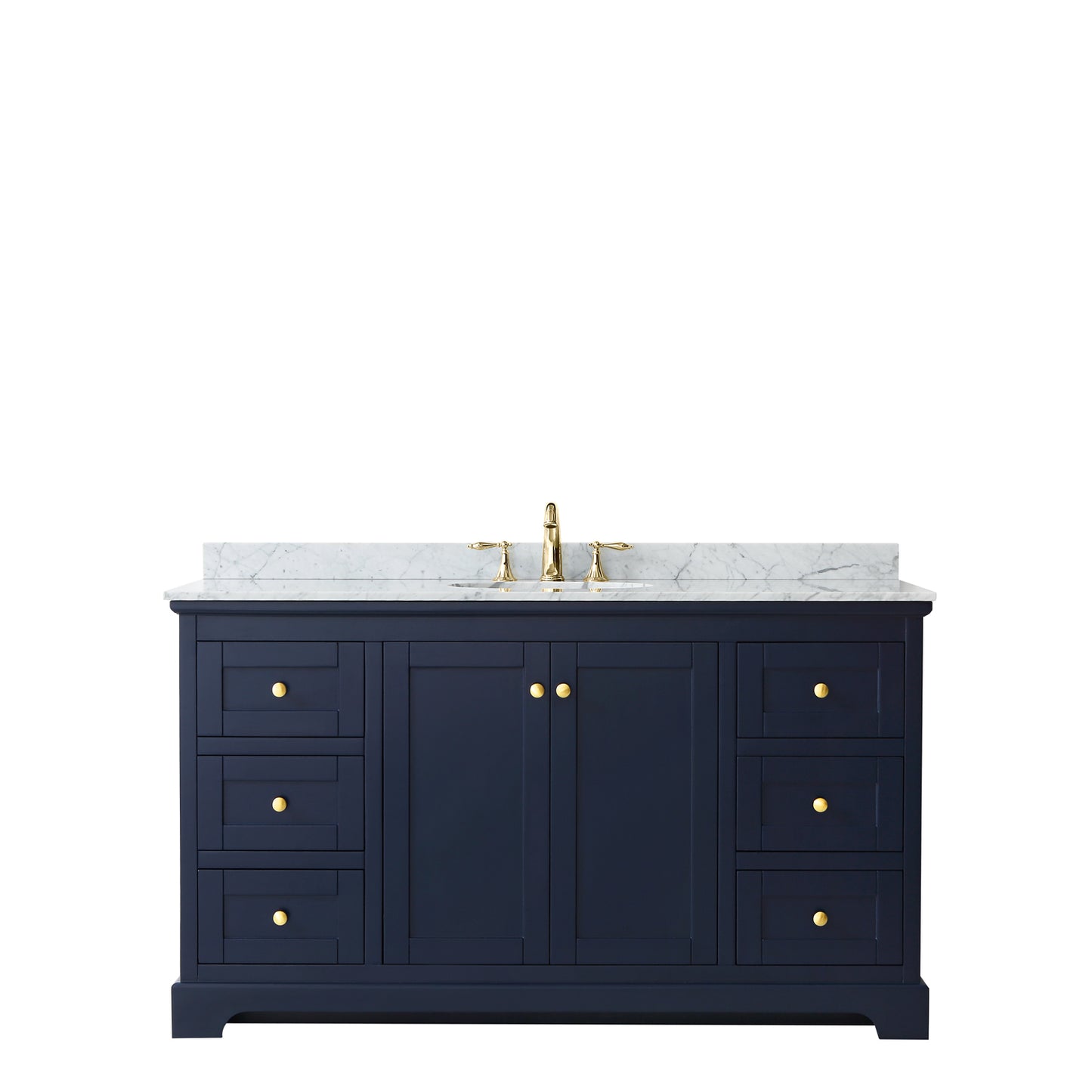 Avery 60" Single Vanity in Dark Blue, Top, Oval Sink, No Mirror