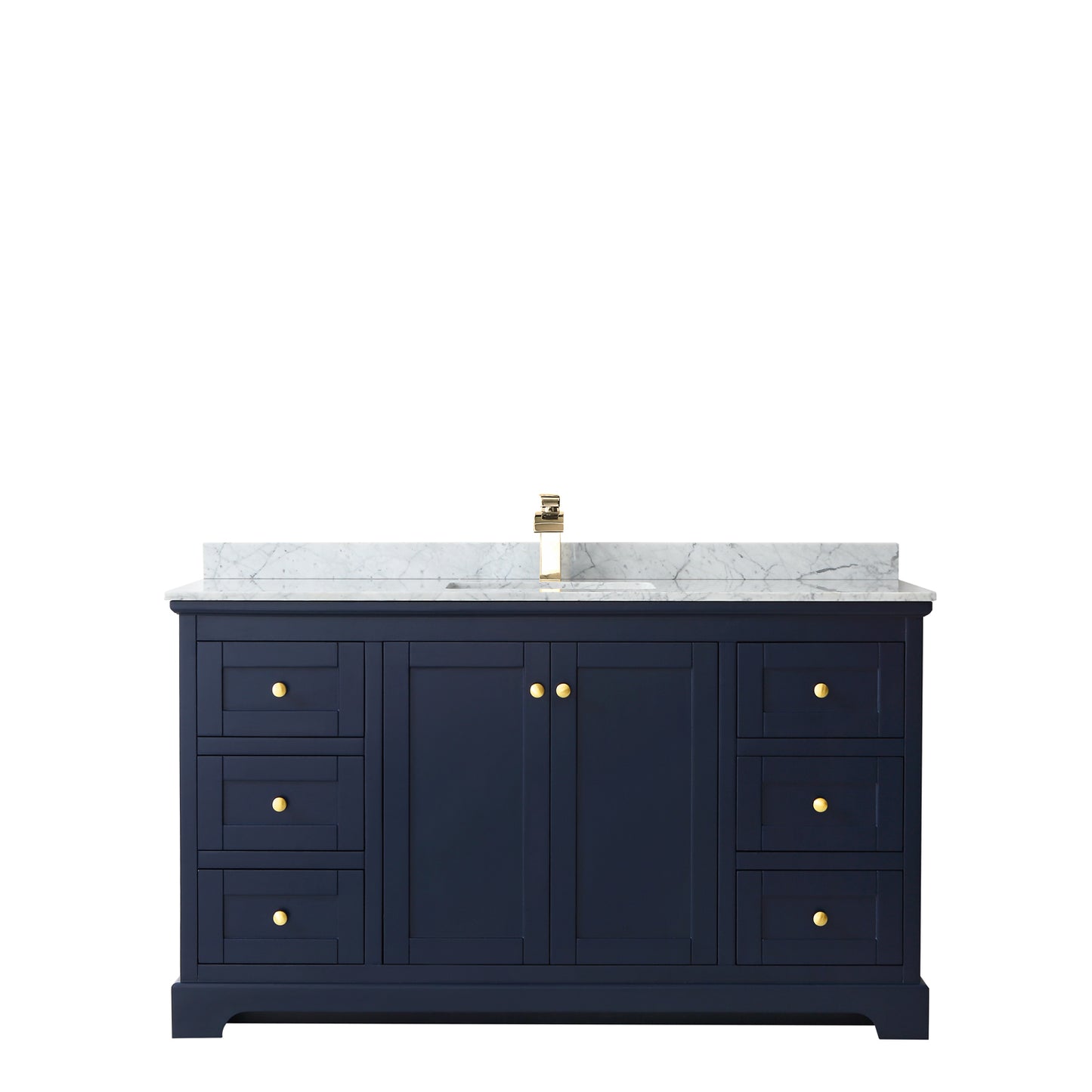 Avery 60" Single Vanity in Dark Blue, Top, Square Sink, No Mirror