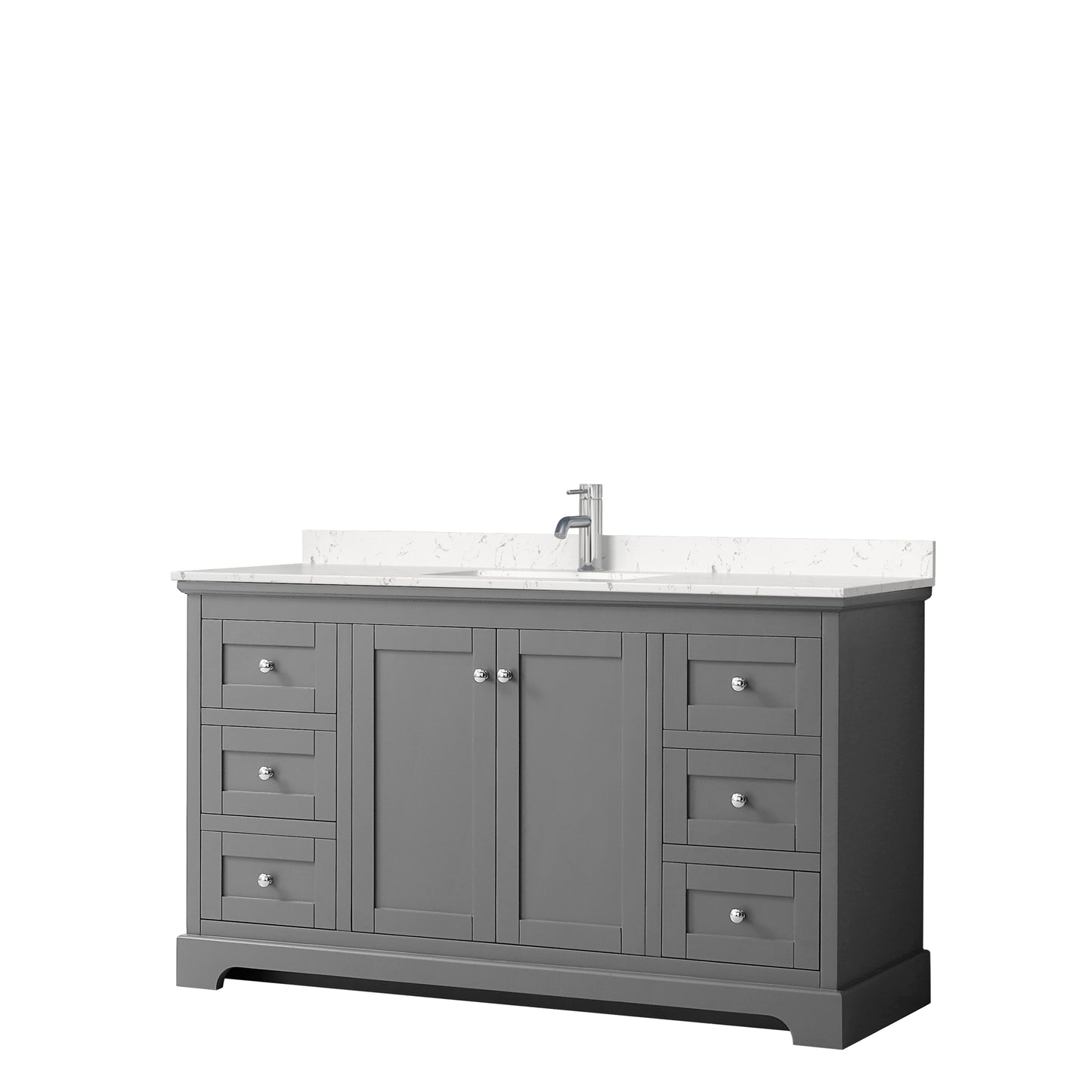 Avery 60" Single Vanity in Dark Gray, Carrara Cultured Marble Top, Sink