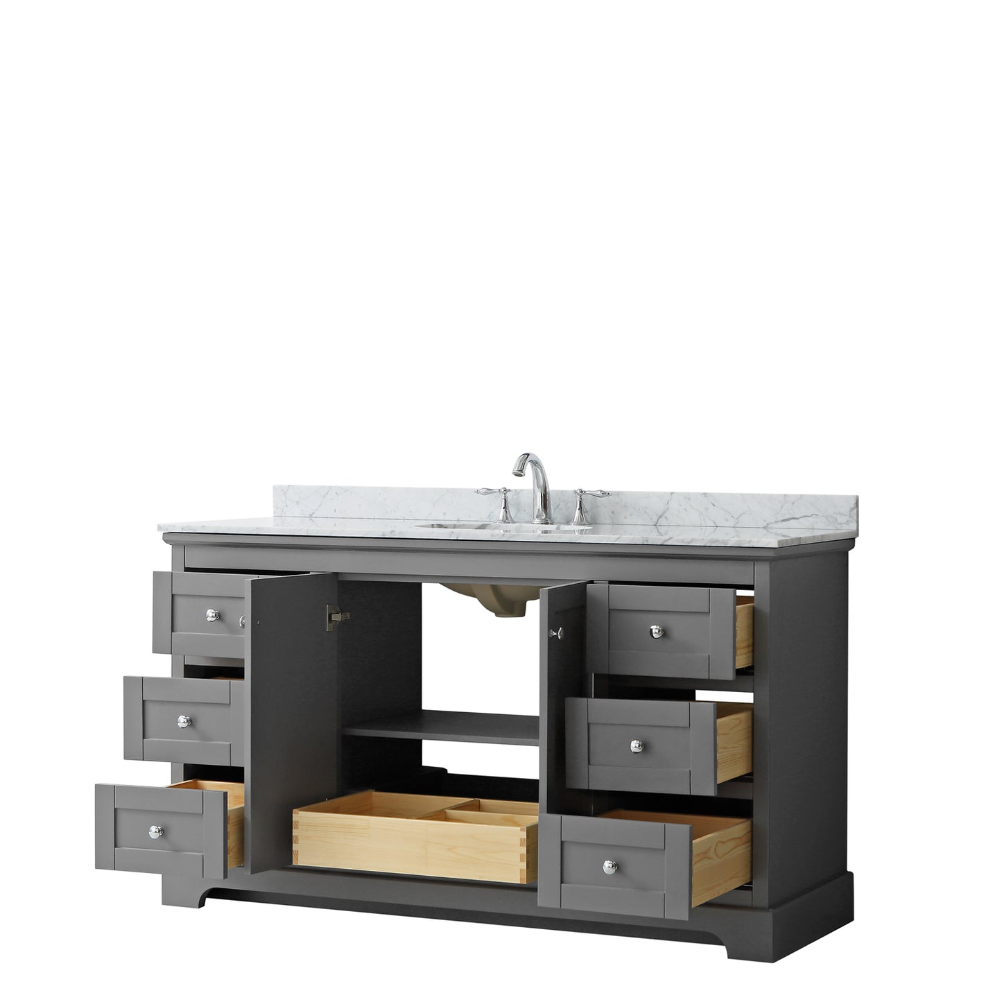 Avery 60" Single Vanity in Dark Gray, Top, Oval Sink, No Mirror