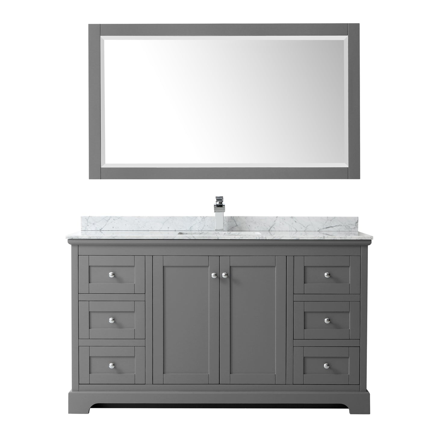 Avery 60" Single Vanity in Dark Gray, Top, Square Sink, 58" Mirror