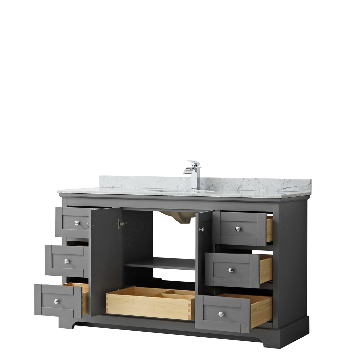 Avery 60" Single Vanity in Dark Gray, Top, Square Sink, No Mirror