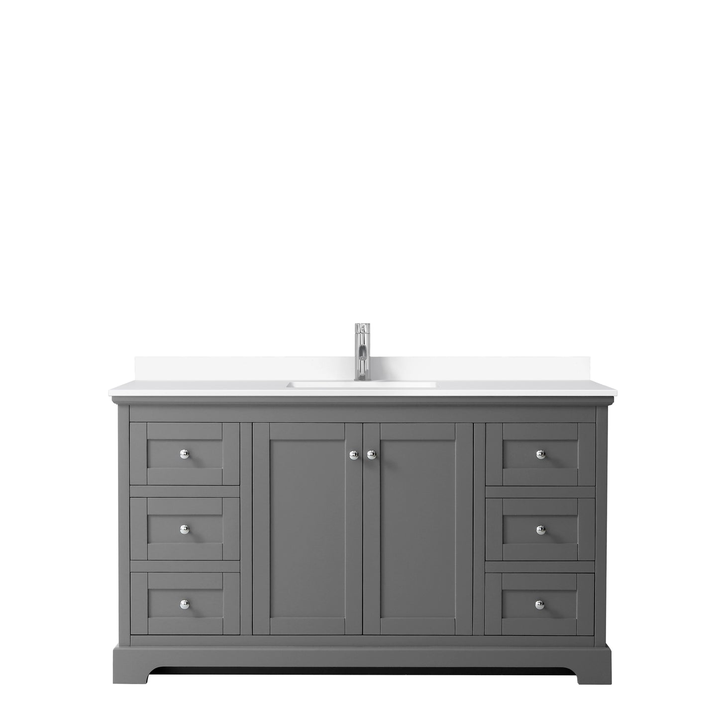 Avery 60" Single Vanity in Dark Gray, White Cultured Marble Top, Sink