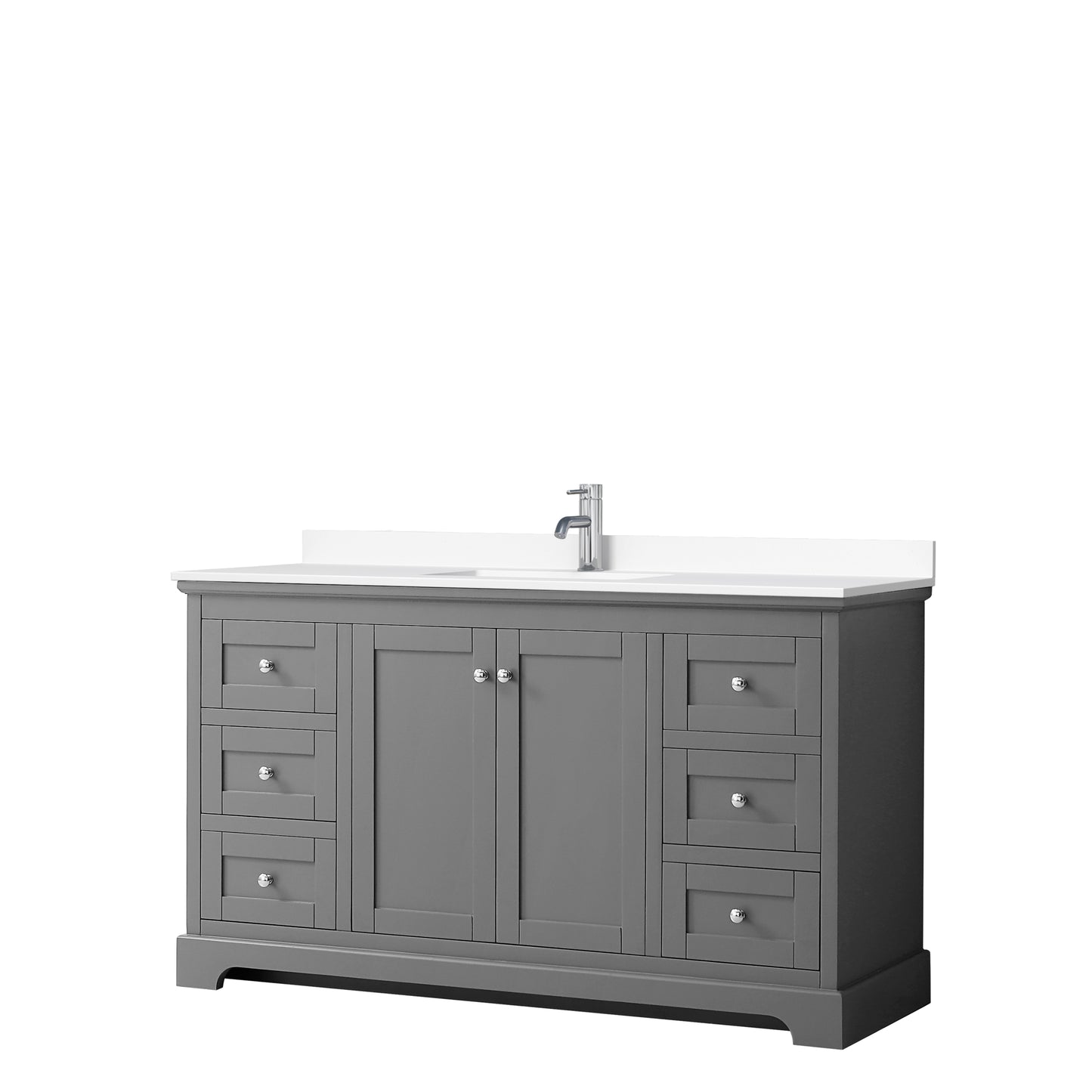 Avery 60" Single Vanity in Dark Gray, White Cultured Marble Top, Sink