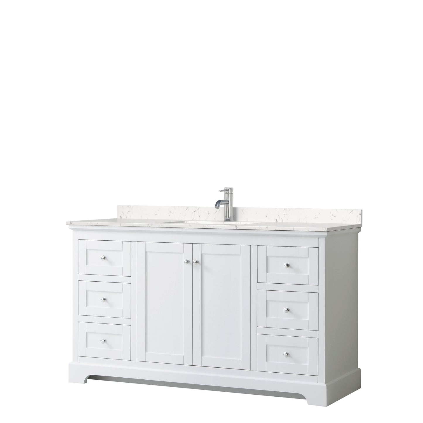 Avery 60" Single Vanity in White, Carrara Cultured Marble Top, Sink