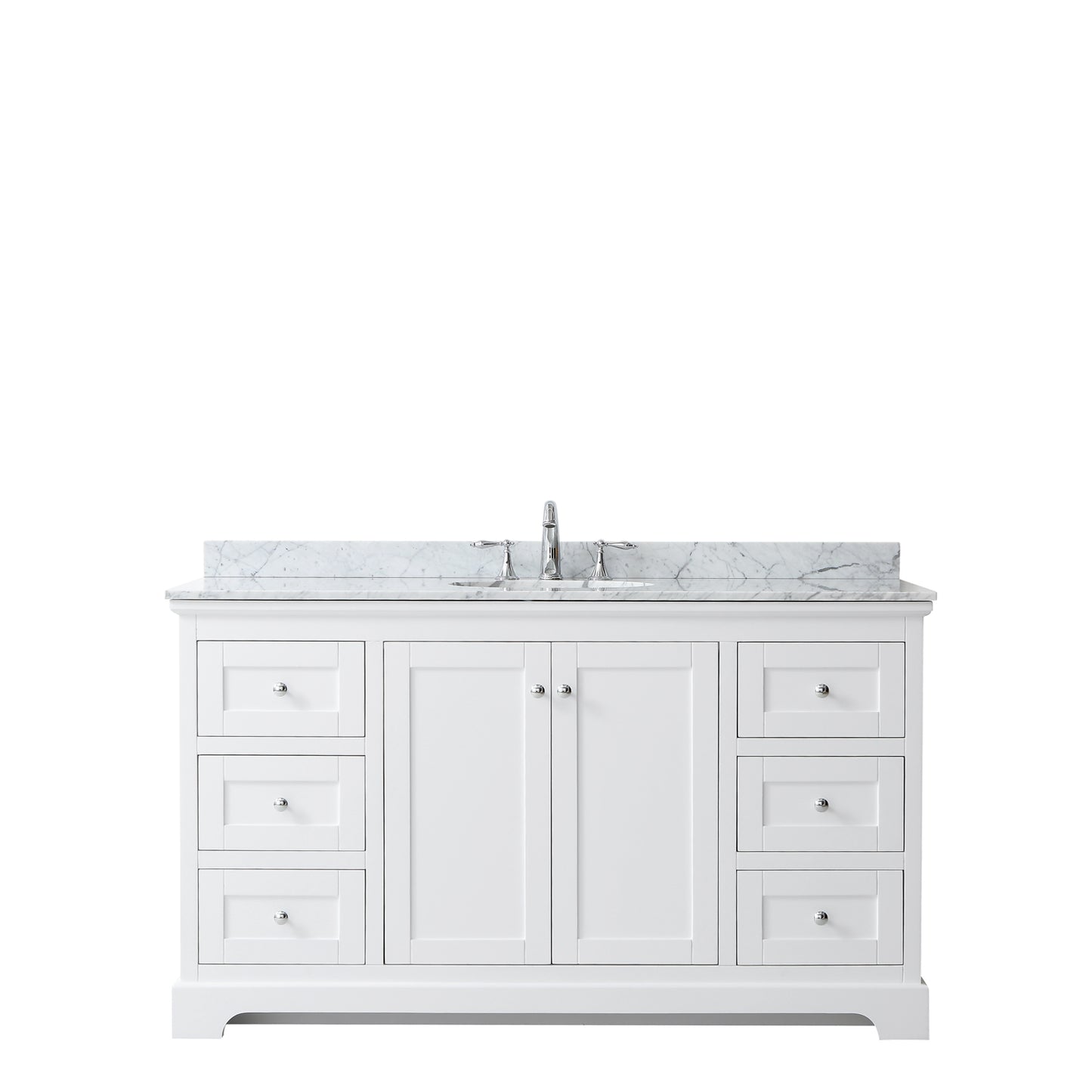 Avery 60" Single Vanity in White, Top, Oval Sink, No Mirror