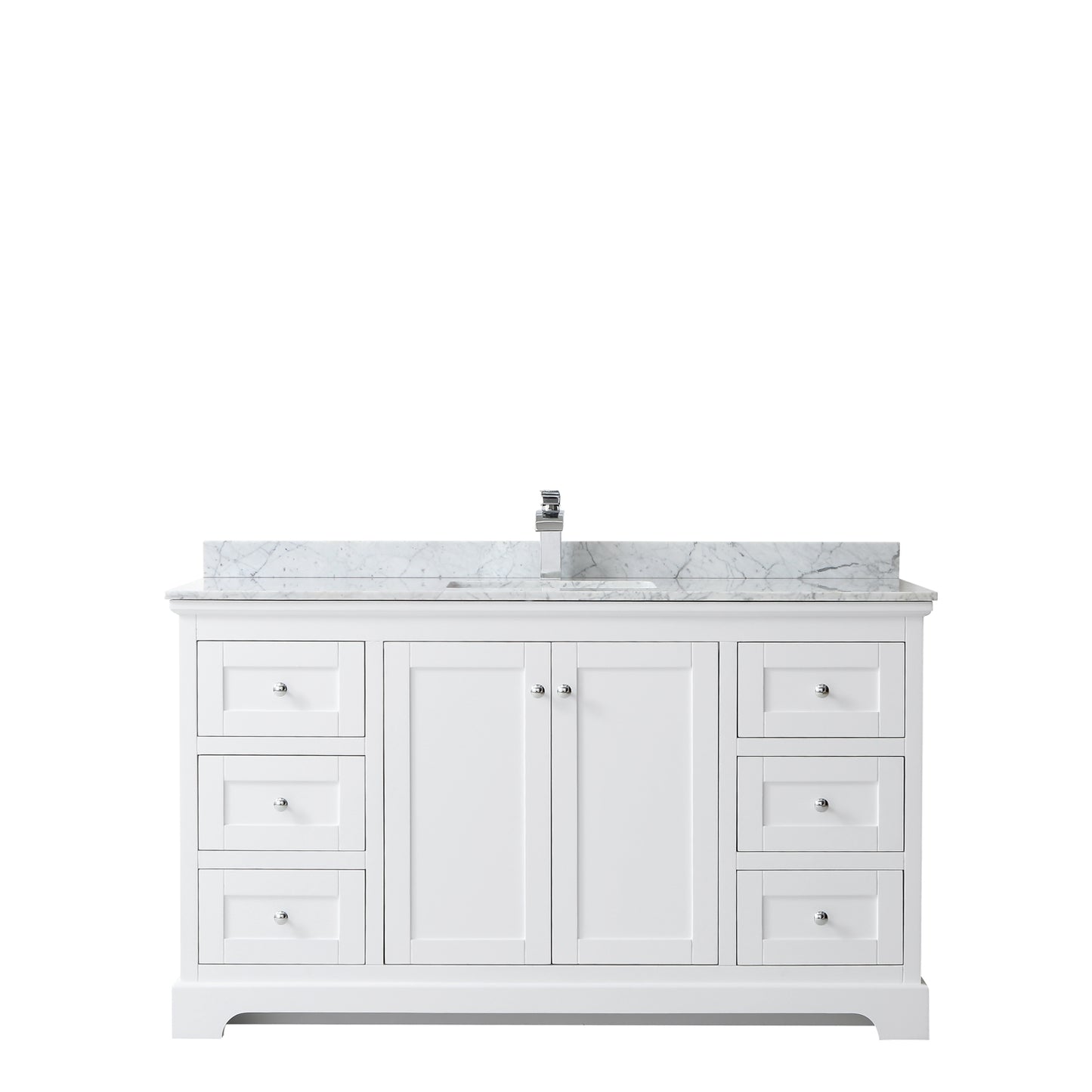 Avery 60" Single Vanity in White, Top, Square Sink, No Mirror