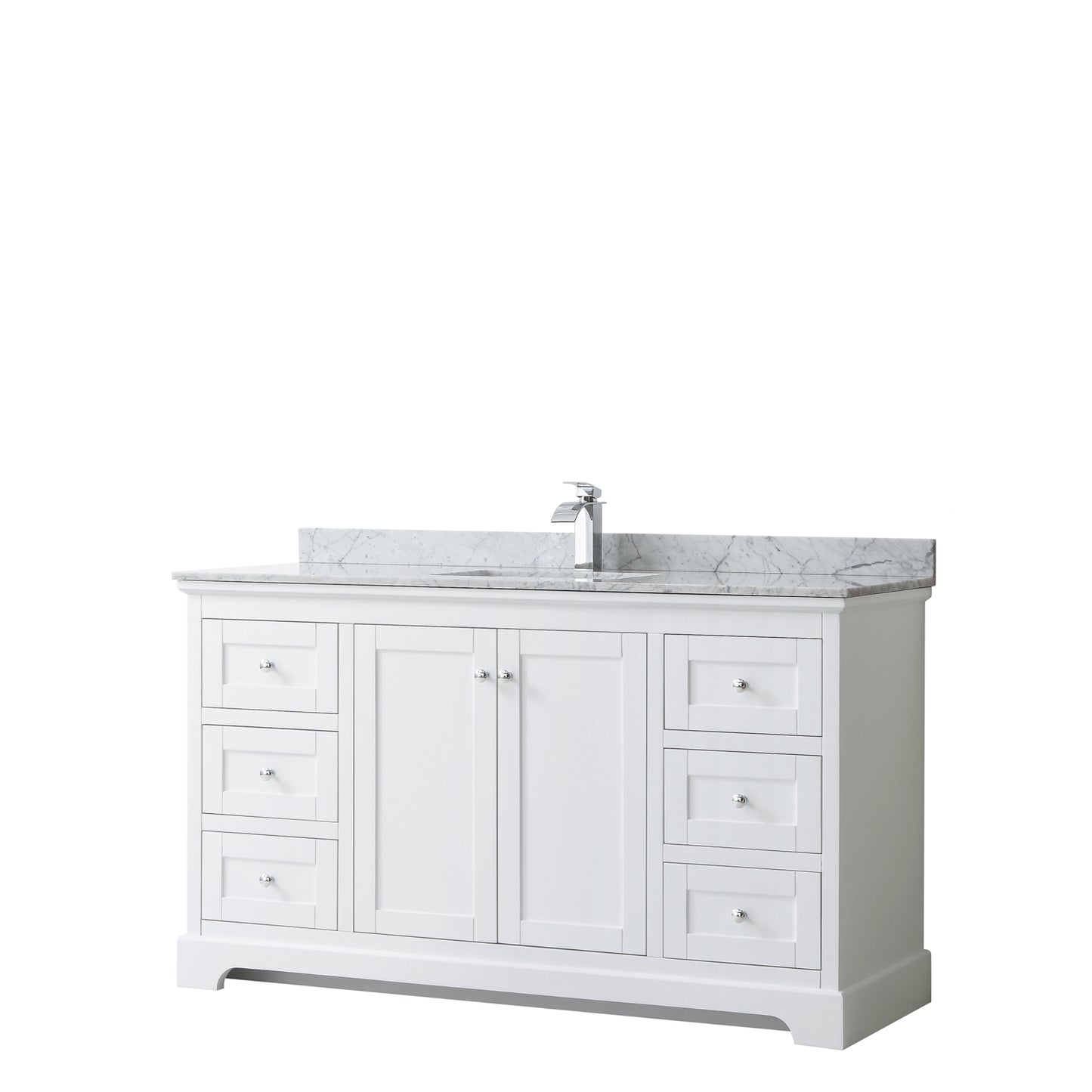 Avery 60" Single Vanity in White, Top, Square Sink, No Mirror