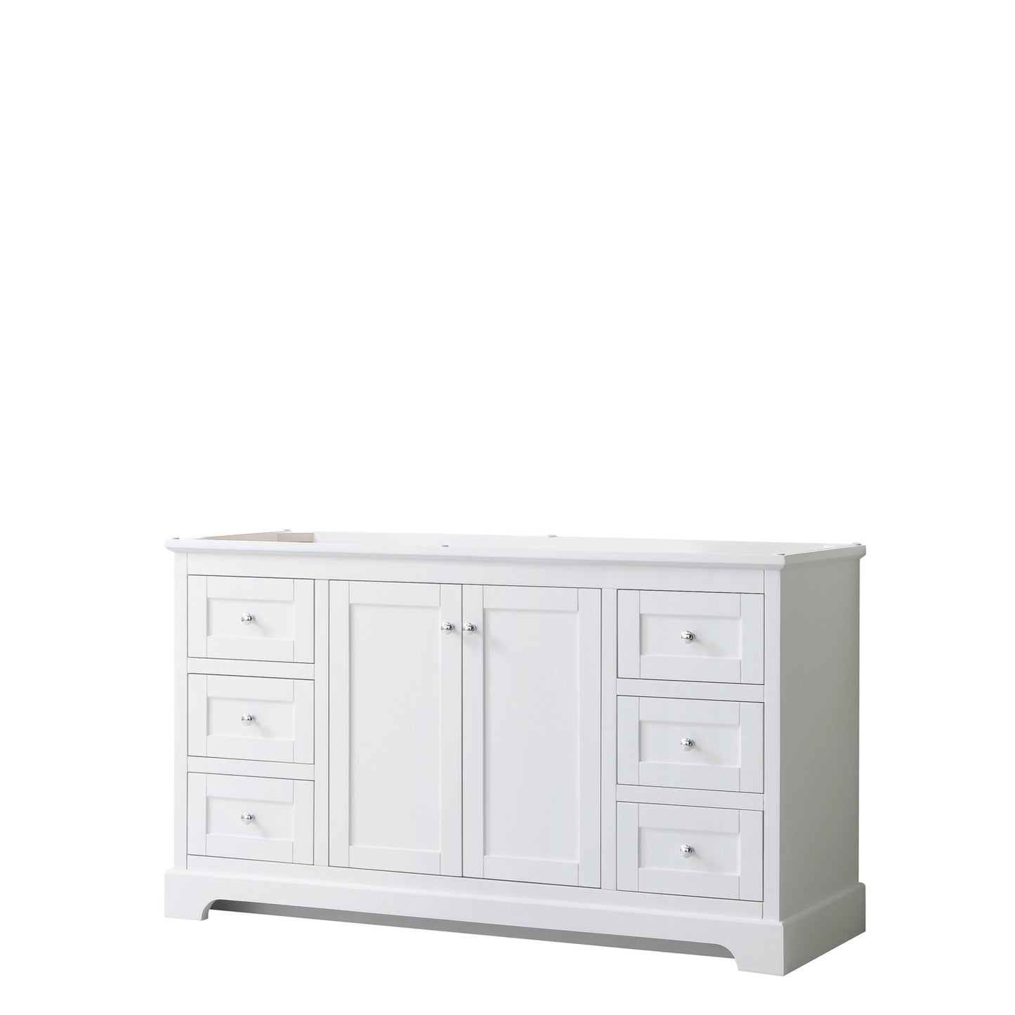 Avery 60" Single Vanity in White, No Top, No Sink, No Mirror