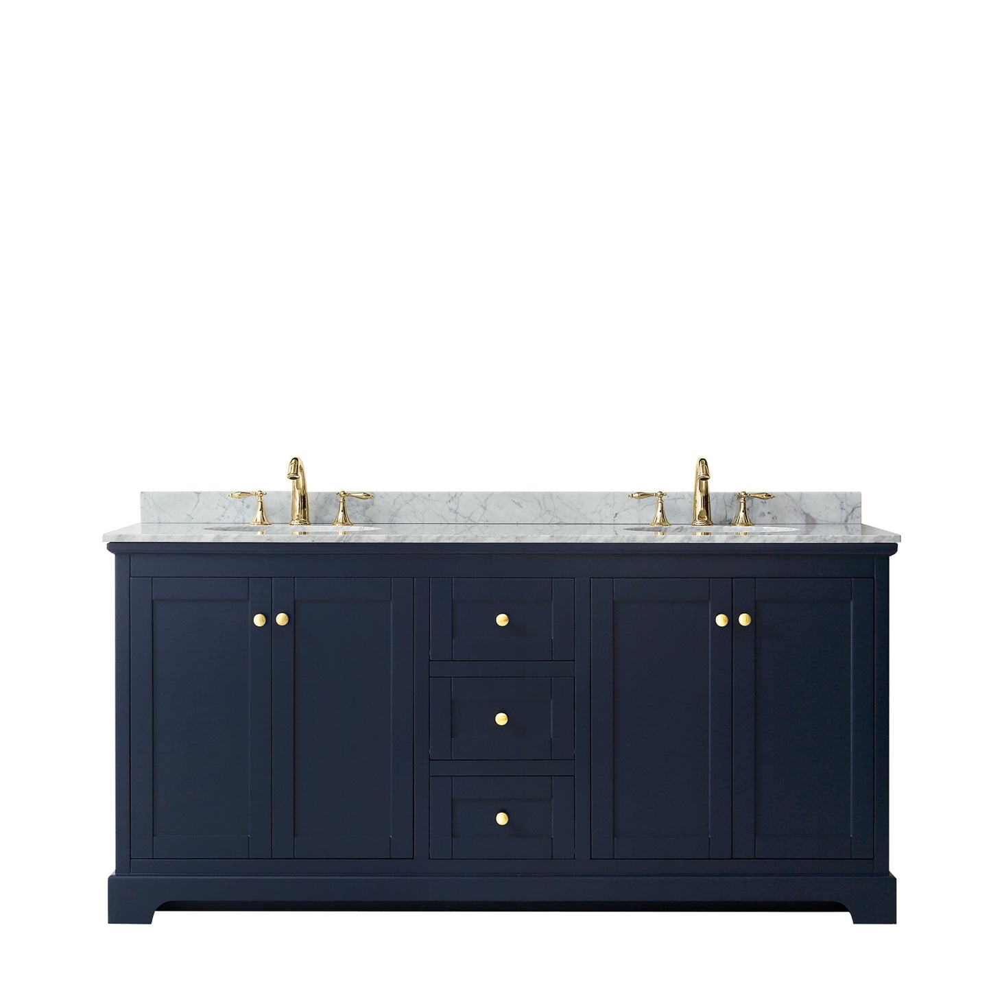 Avery 72" Double Vanity in Dark Blue, Top, Oval Sinks, No Mirror
