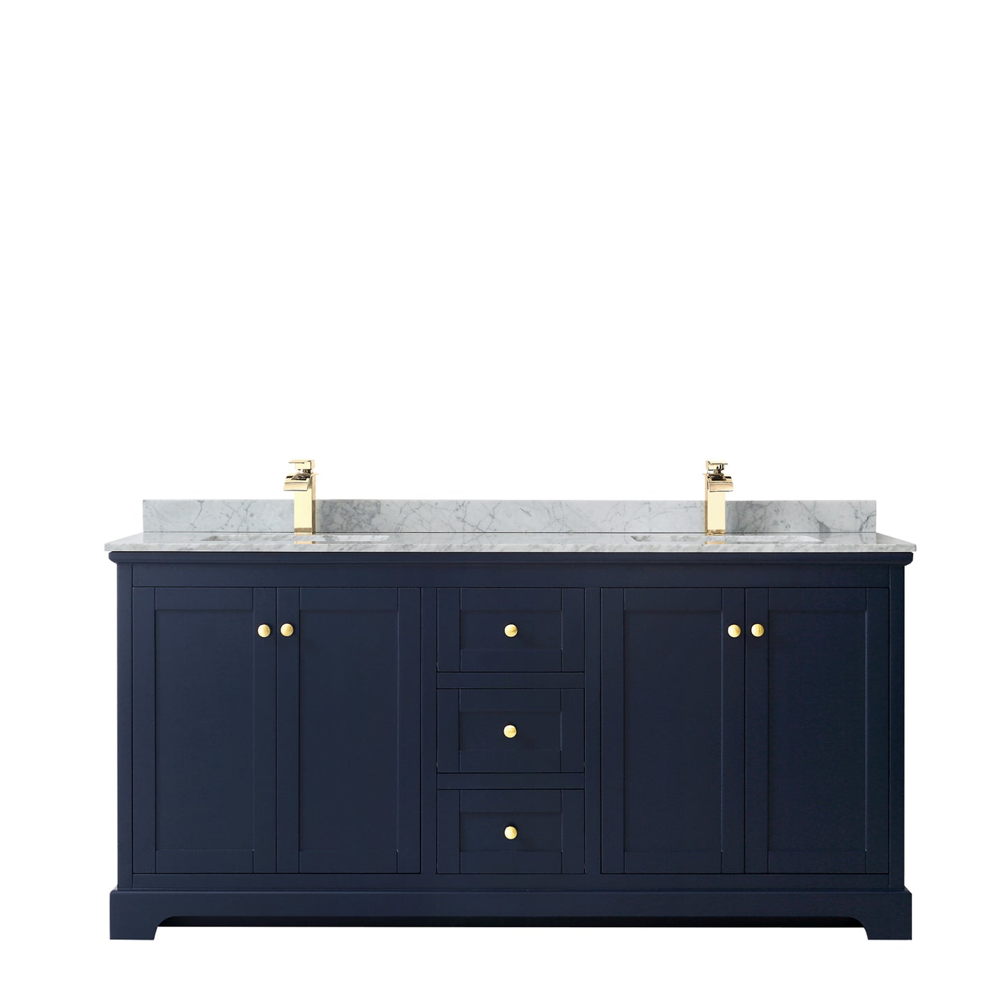 Avery 72" Double Vanity in Dark Blue, Top, Square Sinks, No Mirror