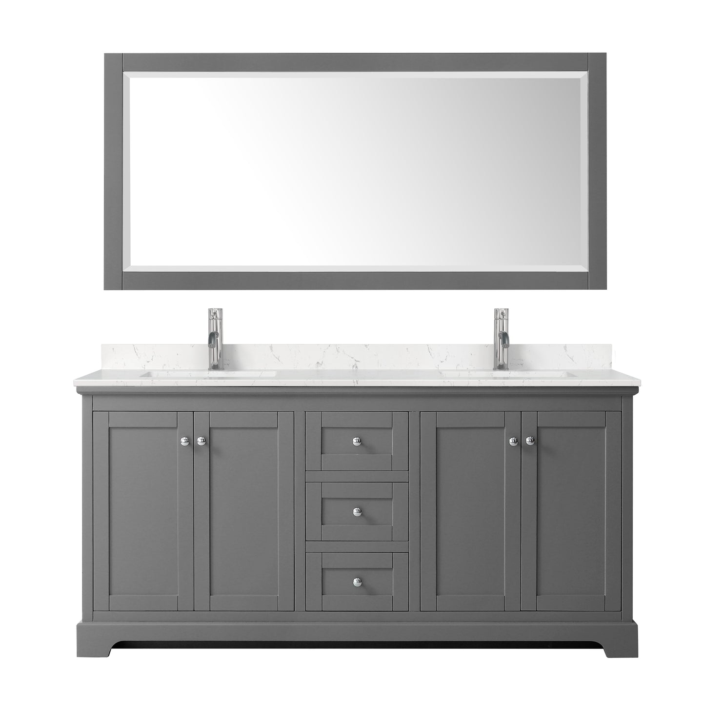 Avery 72" Double Vanity in Dark Gray, Carrara Cultured Marble Top, Sinks