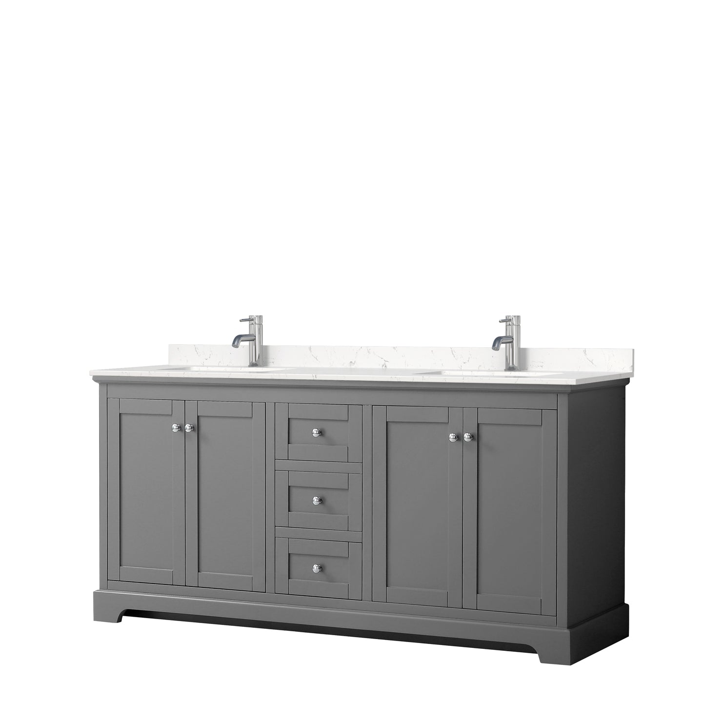 Avery 72" Double Vanity in Dark Gray, Carrara Cultured Marble Top, Sinks