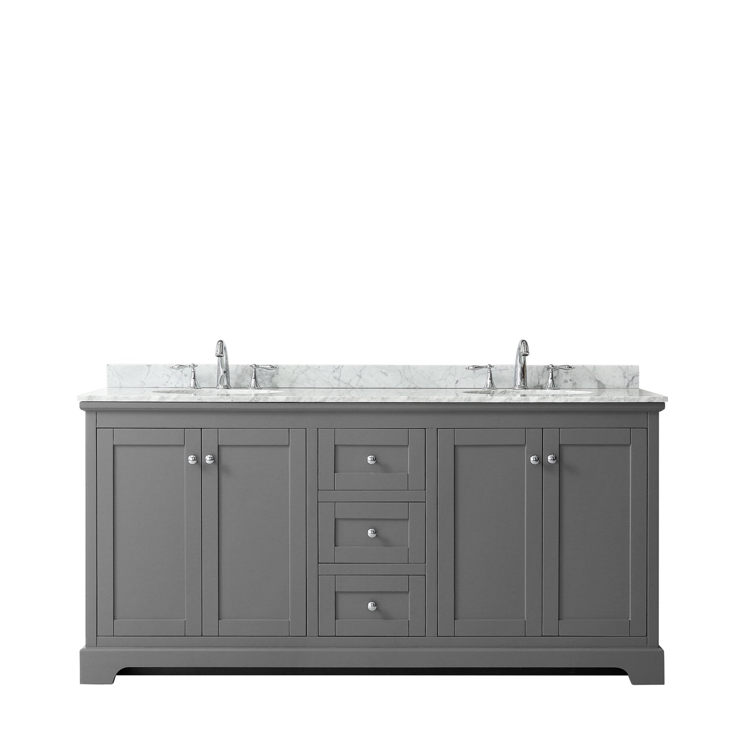 Avery 72" Double Vanity in Dark Gray, Top, Oval Sinks, No Mirror