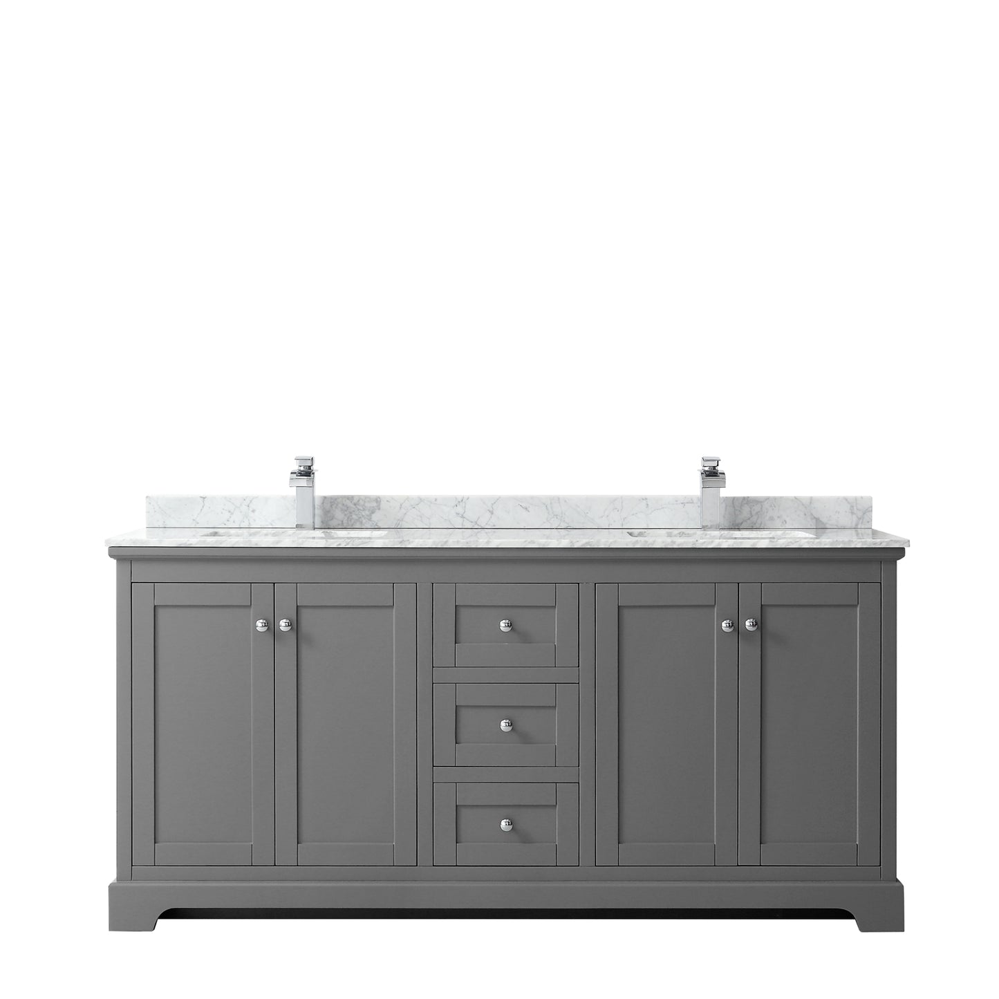 Avery 72" Double Vanity in Dark Gray, Top, Square Sinks, No Mirror