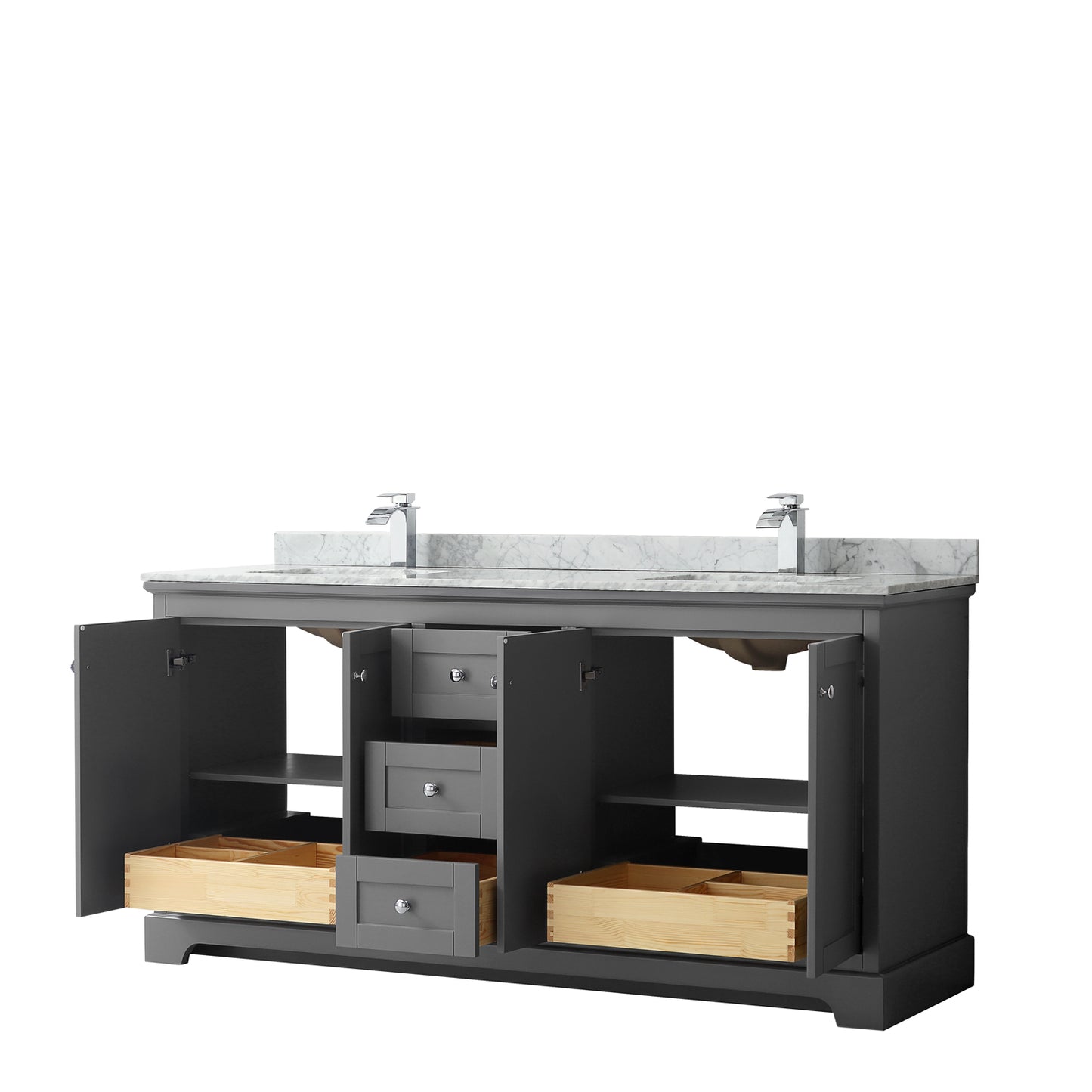 Avery 72" Double Vanity in Dark Gray, Top, Square Sinks, No Mirror
