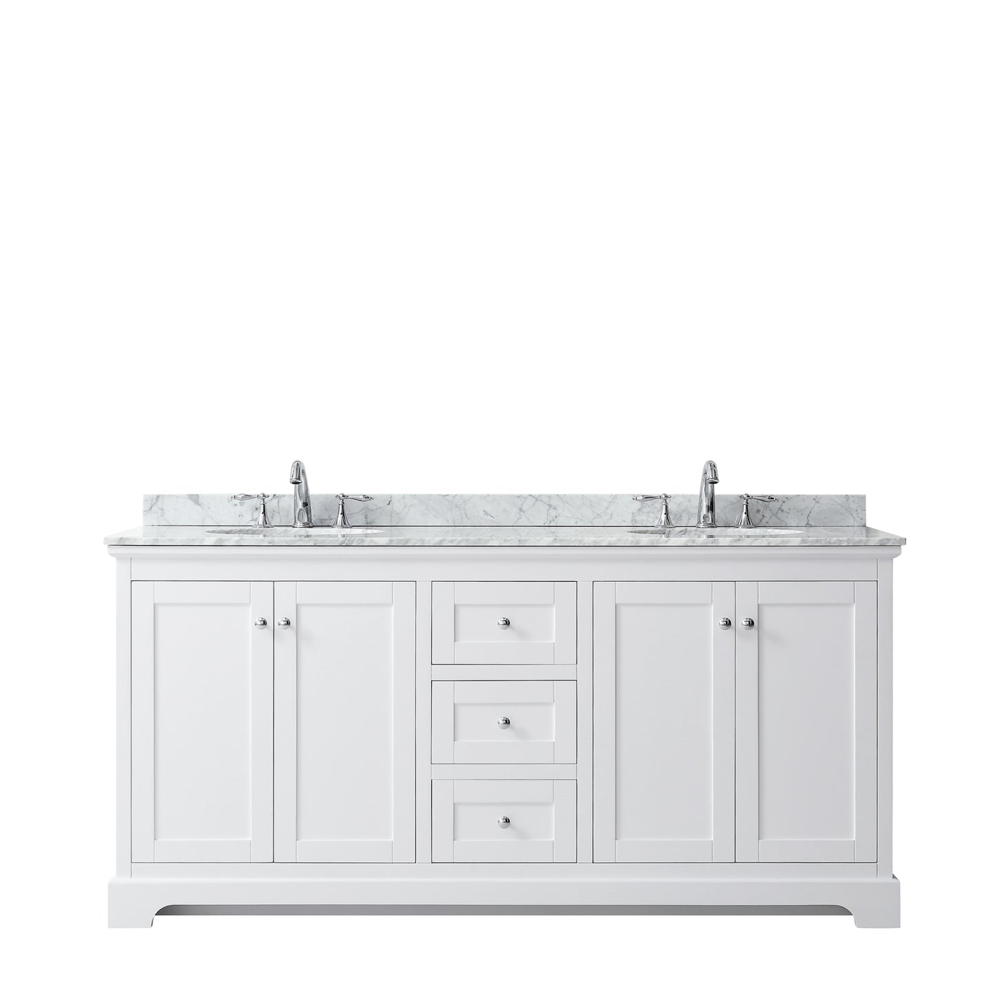 Avery 72" Double Vanity in White, Top, Oval Sinks, No Mirror