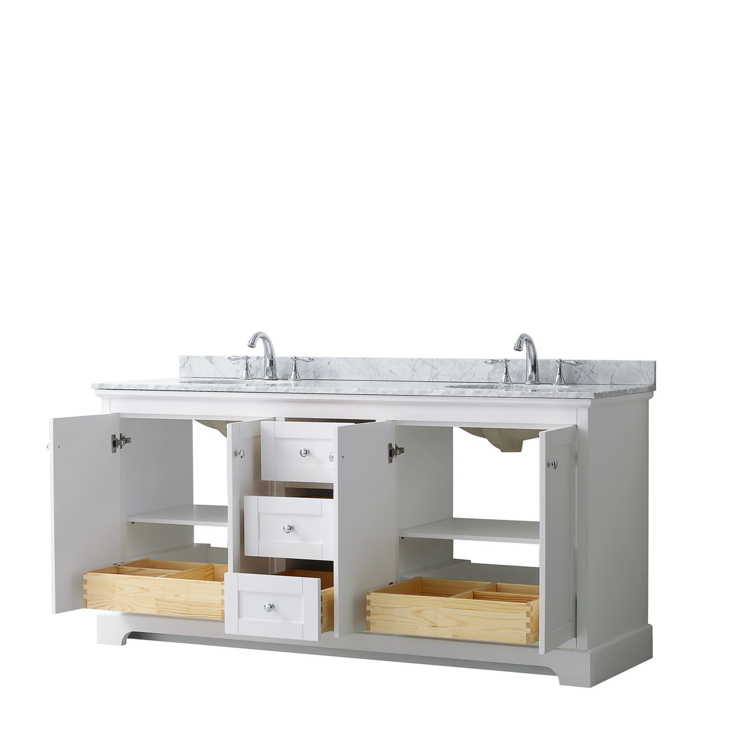 Avery 72" Double Vanity in White, Top, Oval Sinks, No Mirror