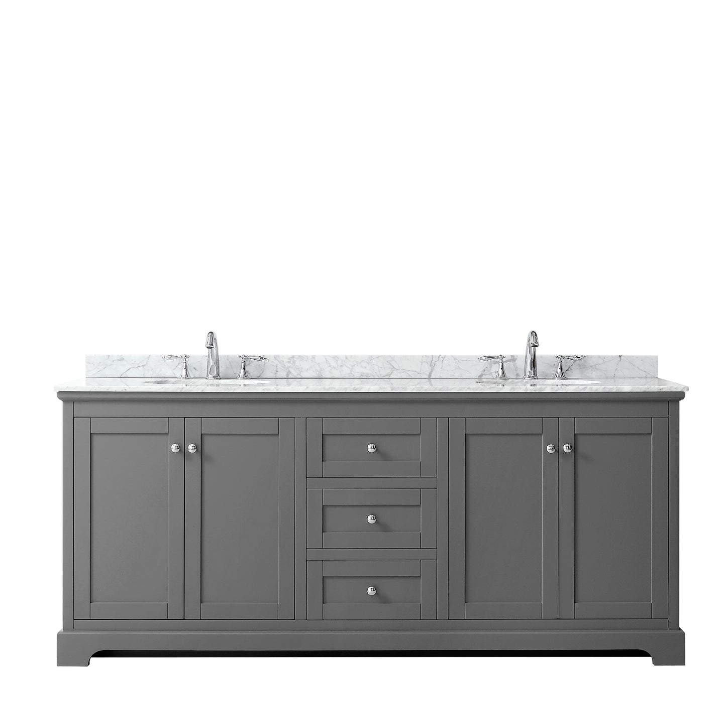 Avery 80" Double Vanity in Dark Gray, Top, Oval Sinks, No Mirror