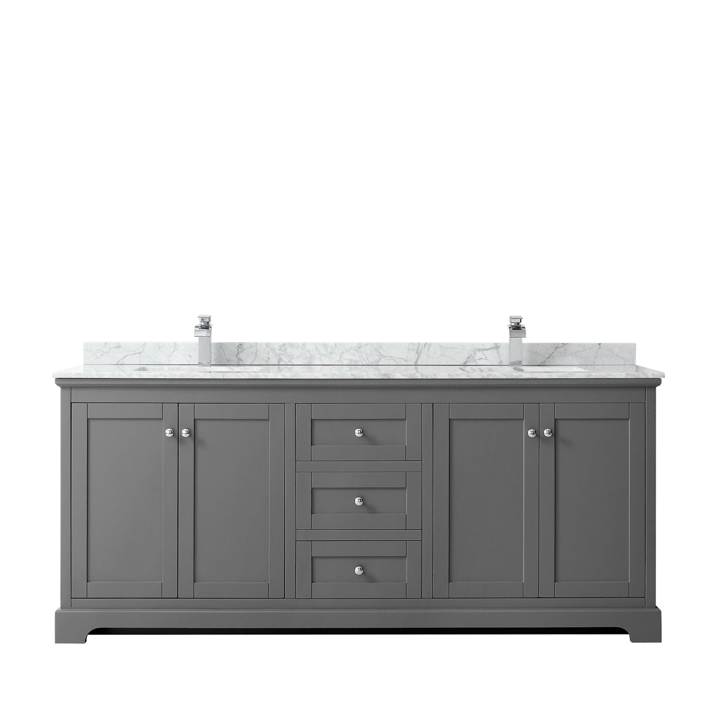 Avery 80" Double Vanity in Dark Gray, Top, Square Sinks, No Mirror