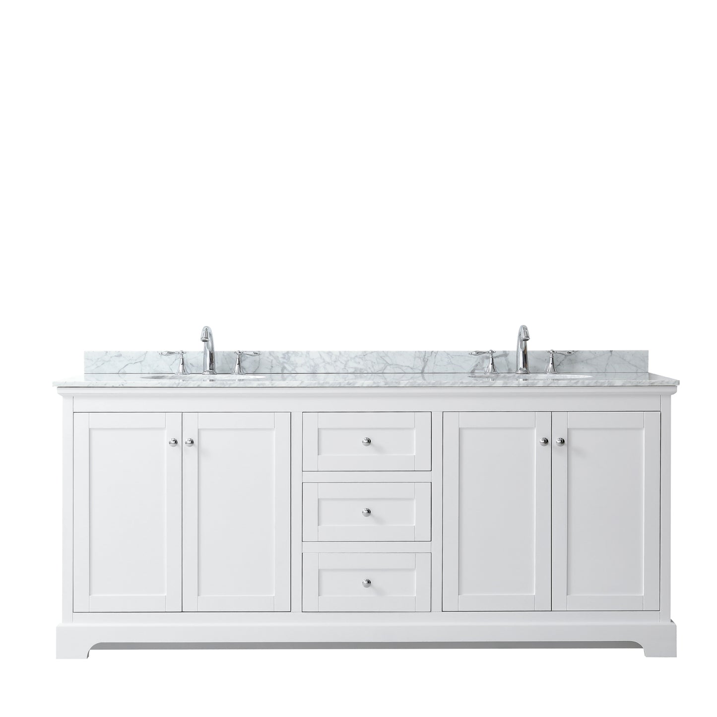Avery 80" Double Vanity in White, Top, Oval Sinks, No Mirror