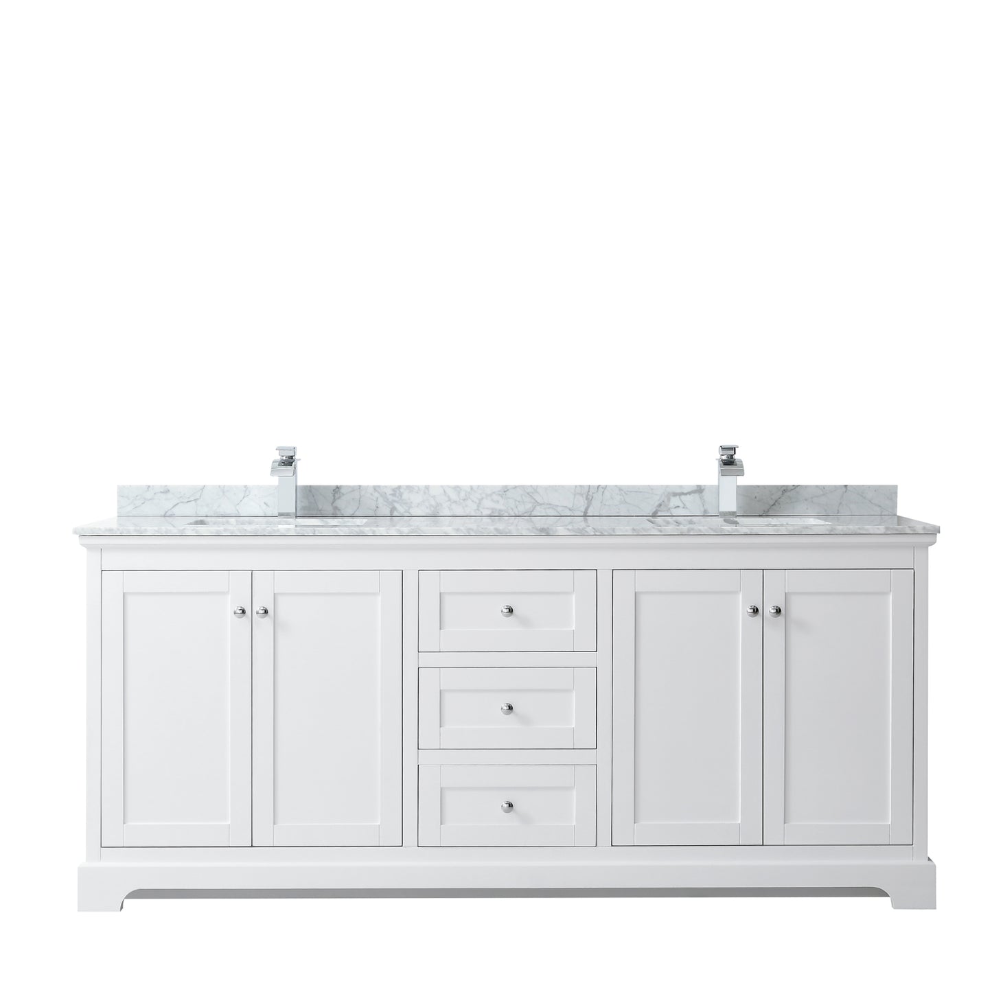 Avery 80" Double Vanity in White, Top, Square Sinks, No Mirror