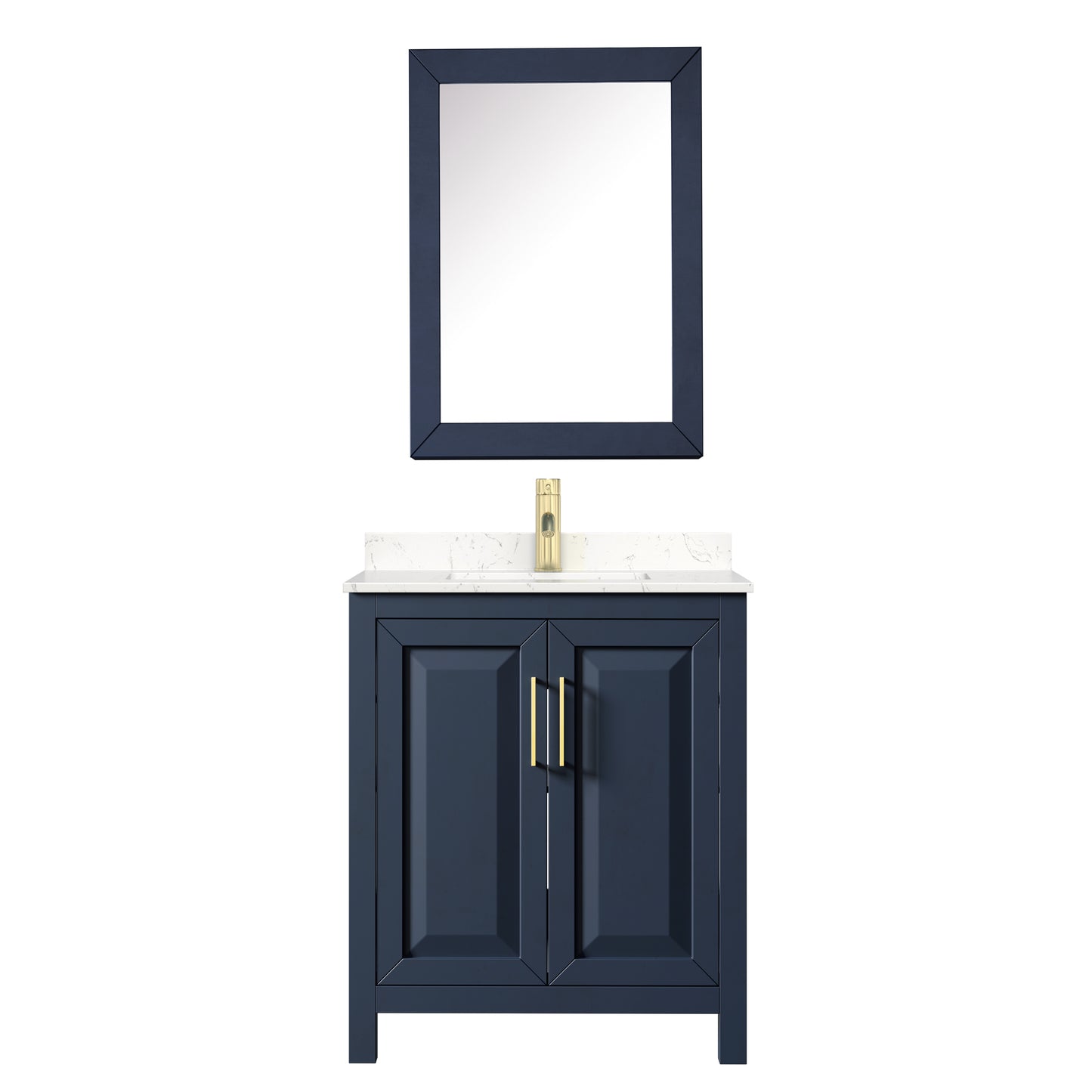 Daria 30" Single Vanity in Blue, Carrara Cultured Marble Top, Medicine Cabinet