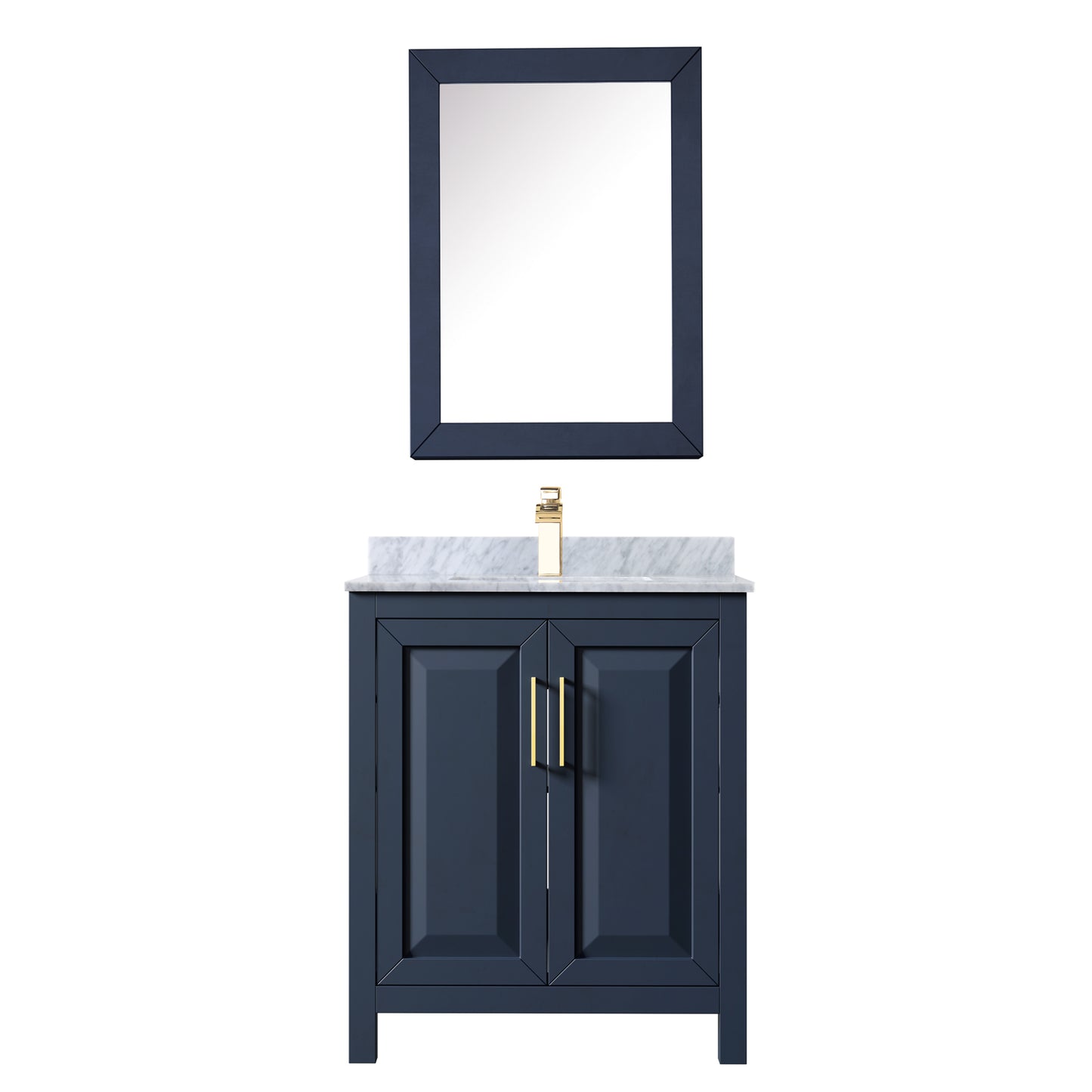 Daria 30" Single Vanity in Dark Blue, Top, Square Sink, Medicine Cabinet