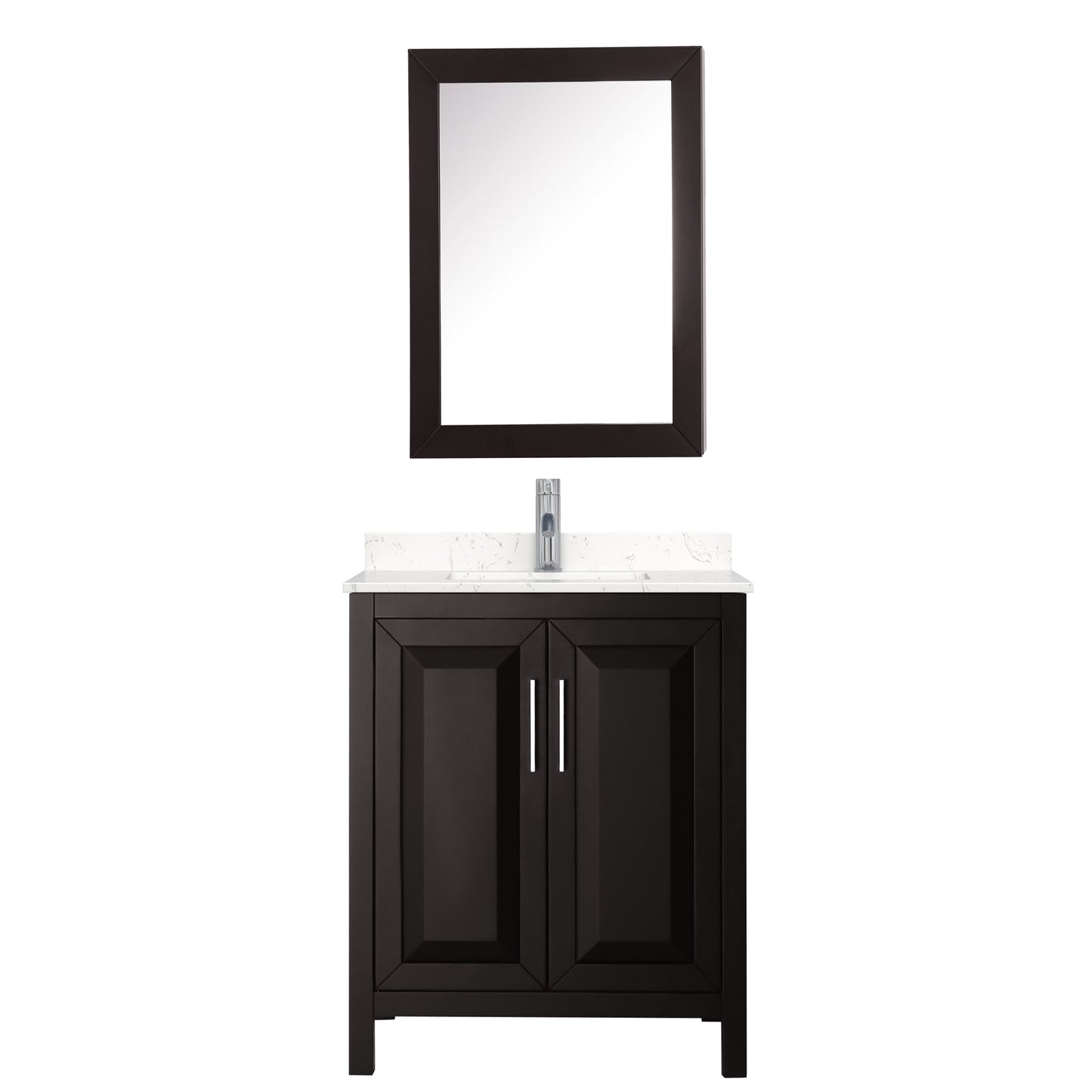 Daria 30" Single Vanity in Espresso, Carrara Marble Top, Medicine Cabinet