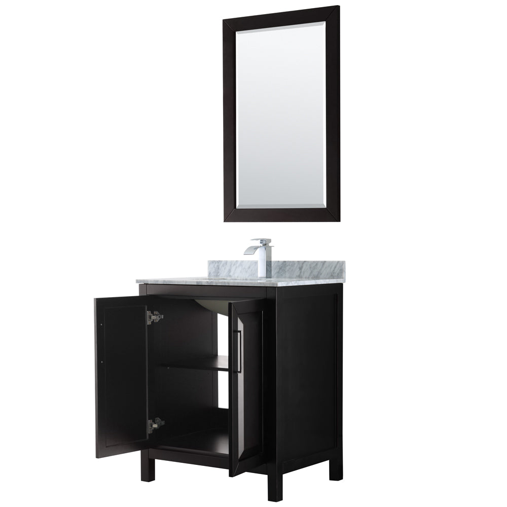 Daria 30" Single Vanity in Dark Espresso, Top, Square Sink, 24" Mirror