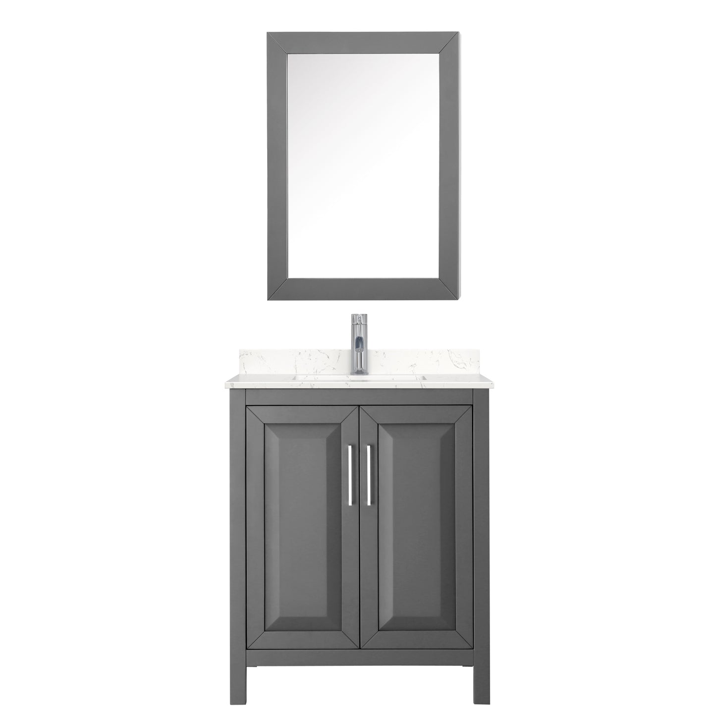 Daria 30" Single Vanity in Gray, Carrara Cultured Marble Top, Medicine Cabinet