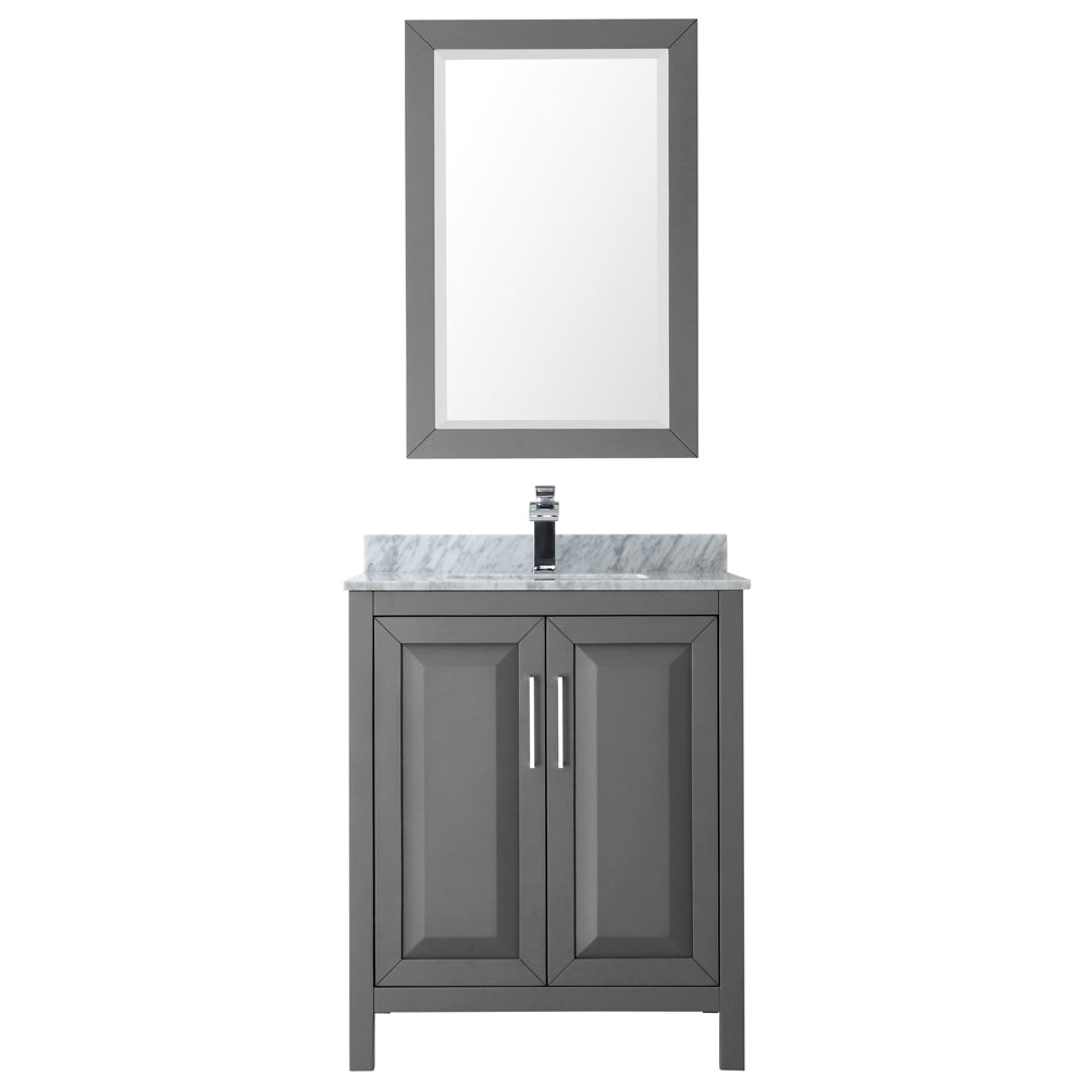 Daria 30" Single Vanity in Dark Gray, Top, Square Sink, 24" Mirror
