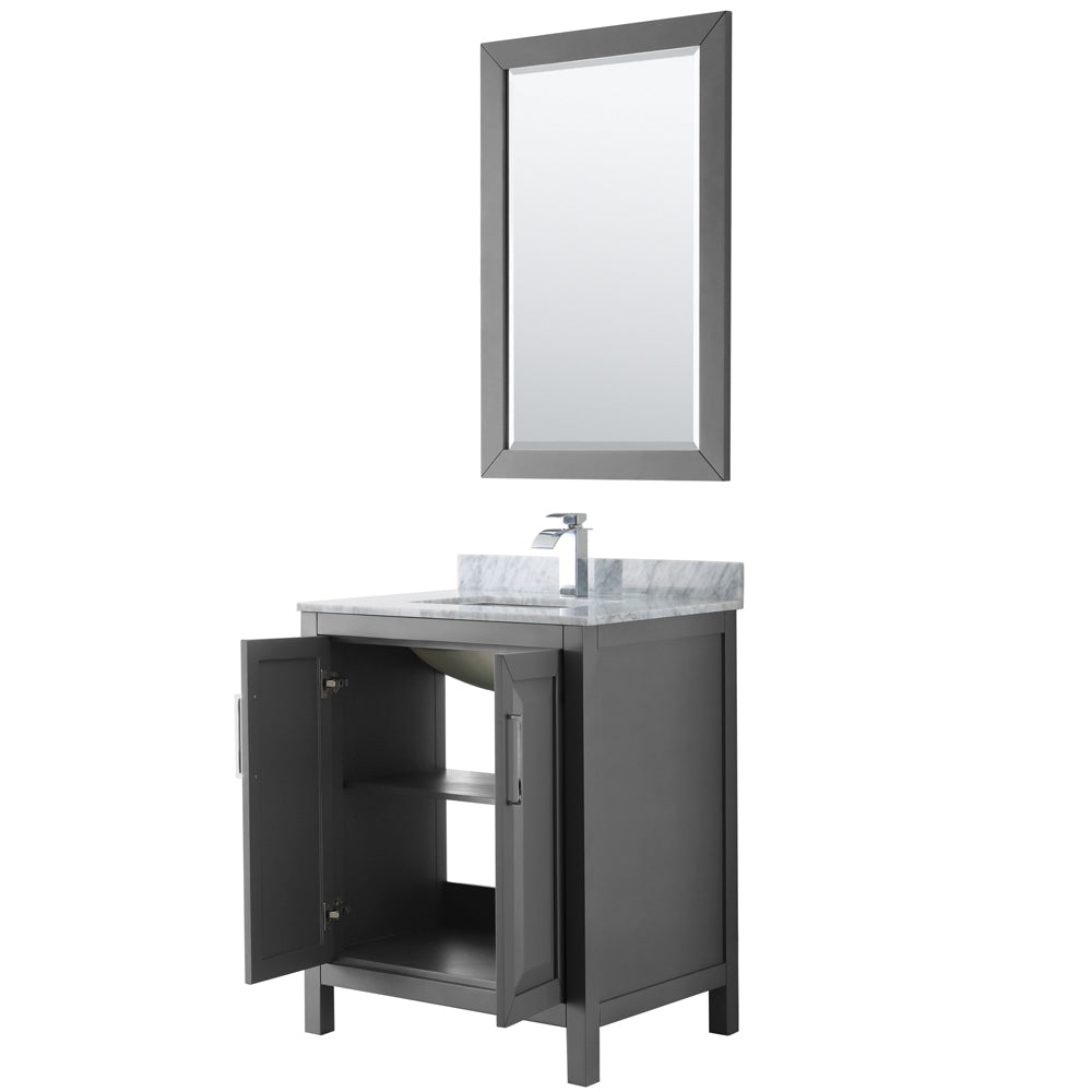 Daria 30" Single Vanity in Dark Gray, Top, Square Sink, 24" Mirror