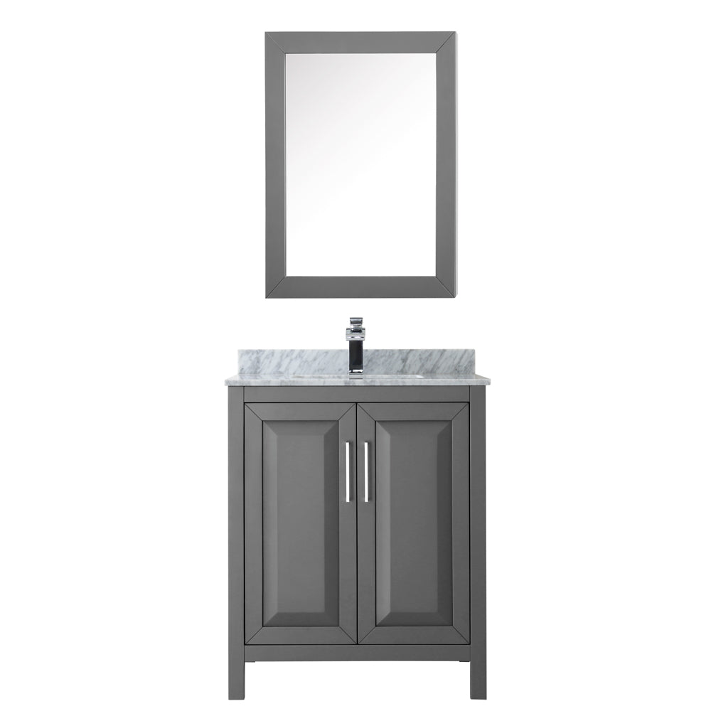 Daria 30" Single Vanity in Dark Gray, Top, Square Sink, Medicine Cabinet